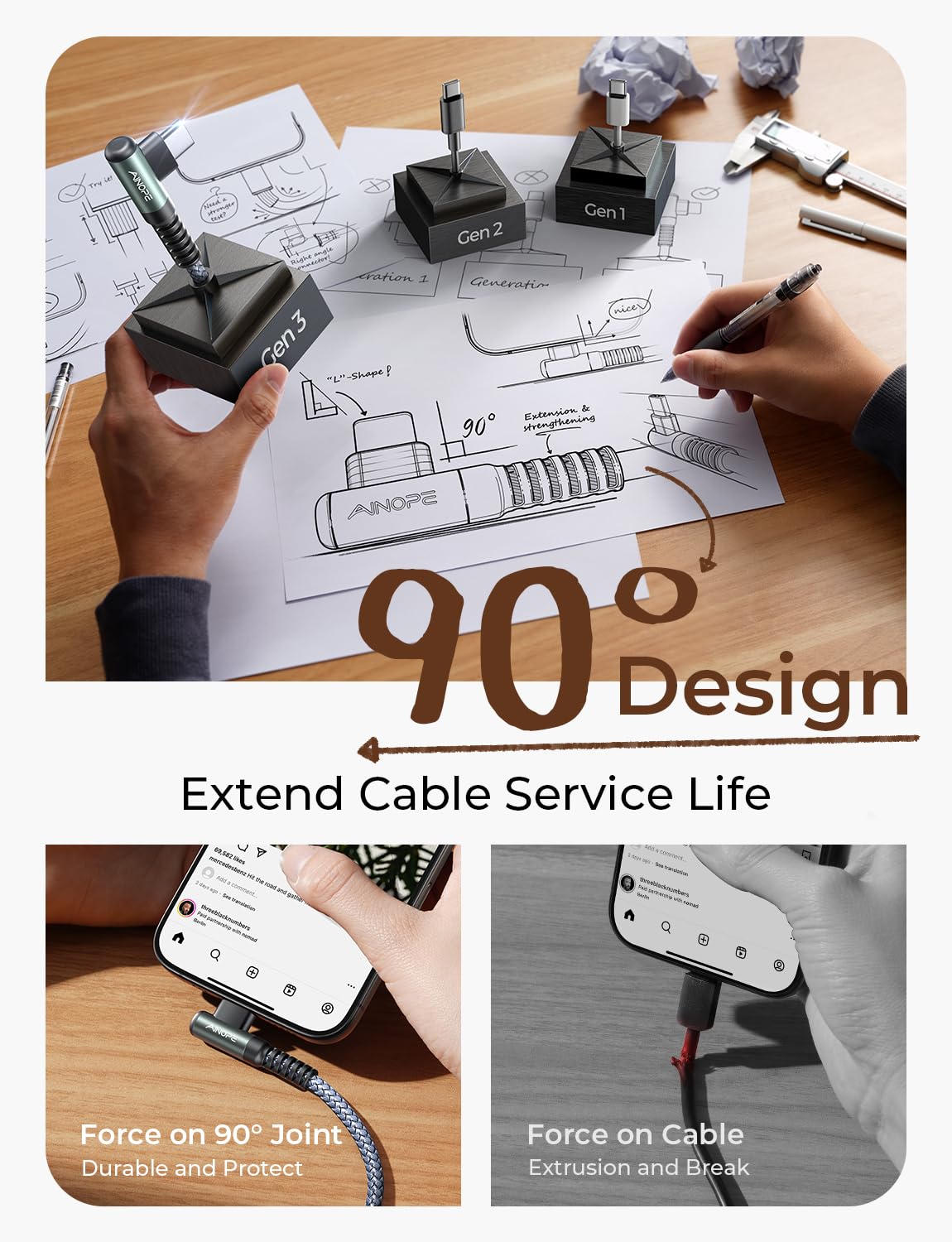 AINOPE Car Carplay Cable for iPhone 17 16 15 Charger Cord, 3.1A USB to USB C Cable 2-Pack 3.3FT for iPhone 16 Car Charger, Type C Charger Fast Charging for Galaxy S10 S9 S8 Plus, Note 10 9 8, LG V50