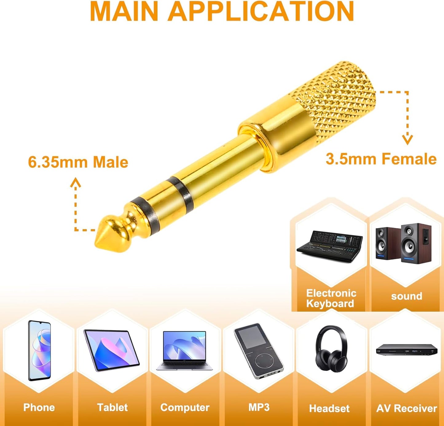 4 Pack Headphone Jack Adapter - 3.5mm (1/8 inch) Male to 6.35mm (1/4 inch) Female and 6.35mm (1/4) to 3.5mm (1/8) Audio Adapter for Player, Headphone, Guitar Amplifier