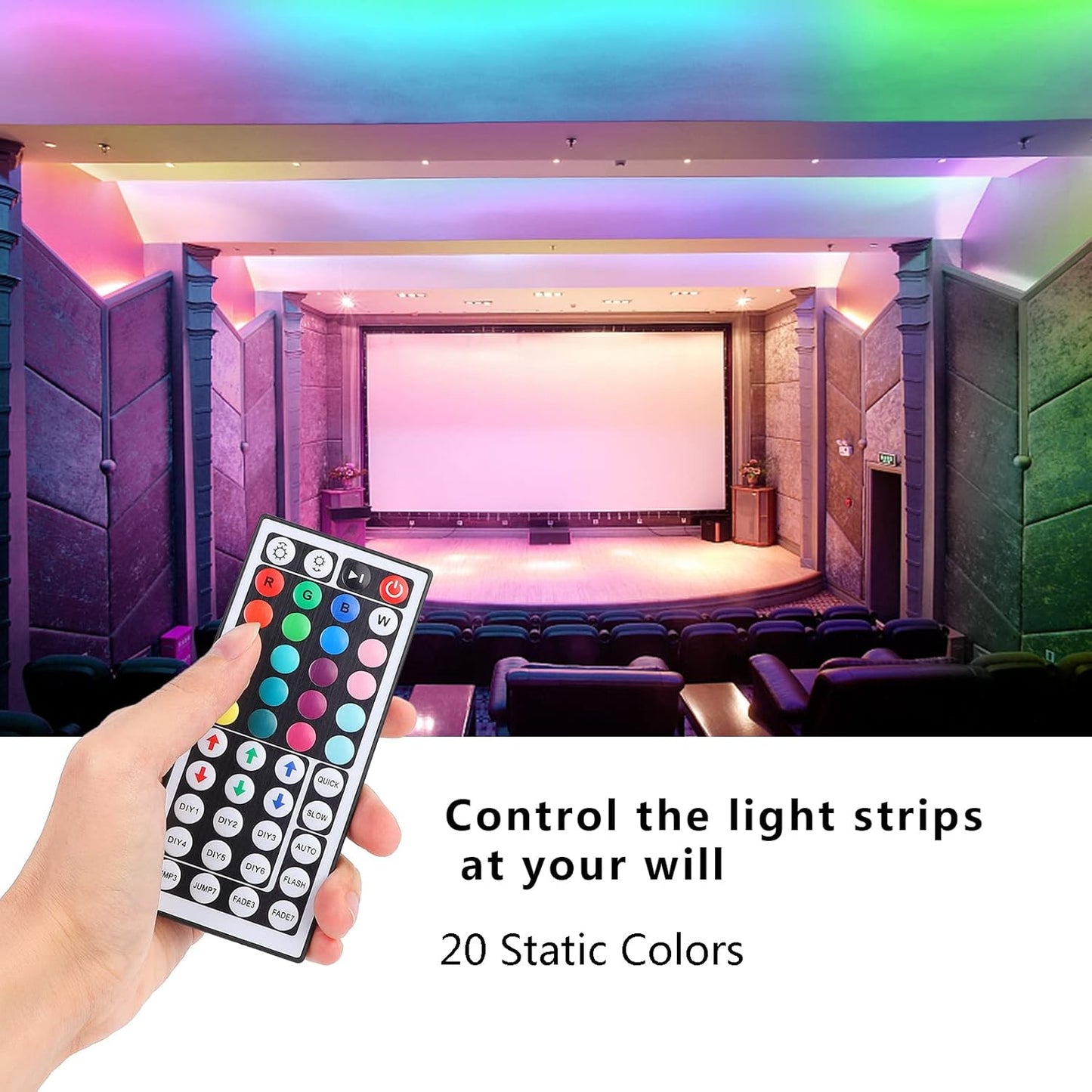 44 Key RGB LED Strip Light Remote Controller, IR Remote Controller Replacement for SMD 5050 3528 2835 RGB LED Light Strip Lights (2 Pack)