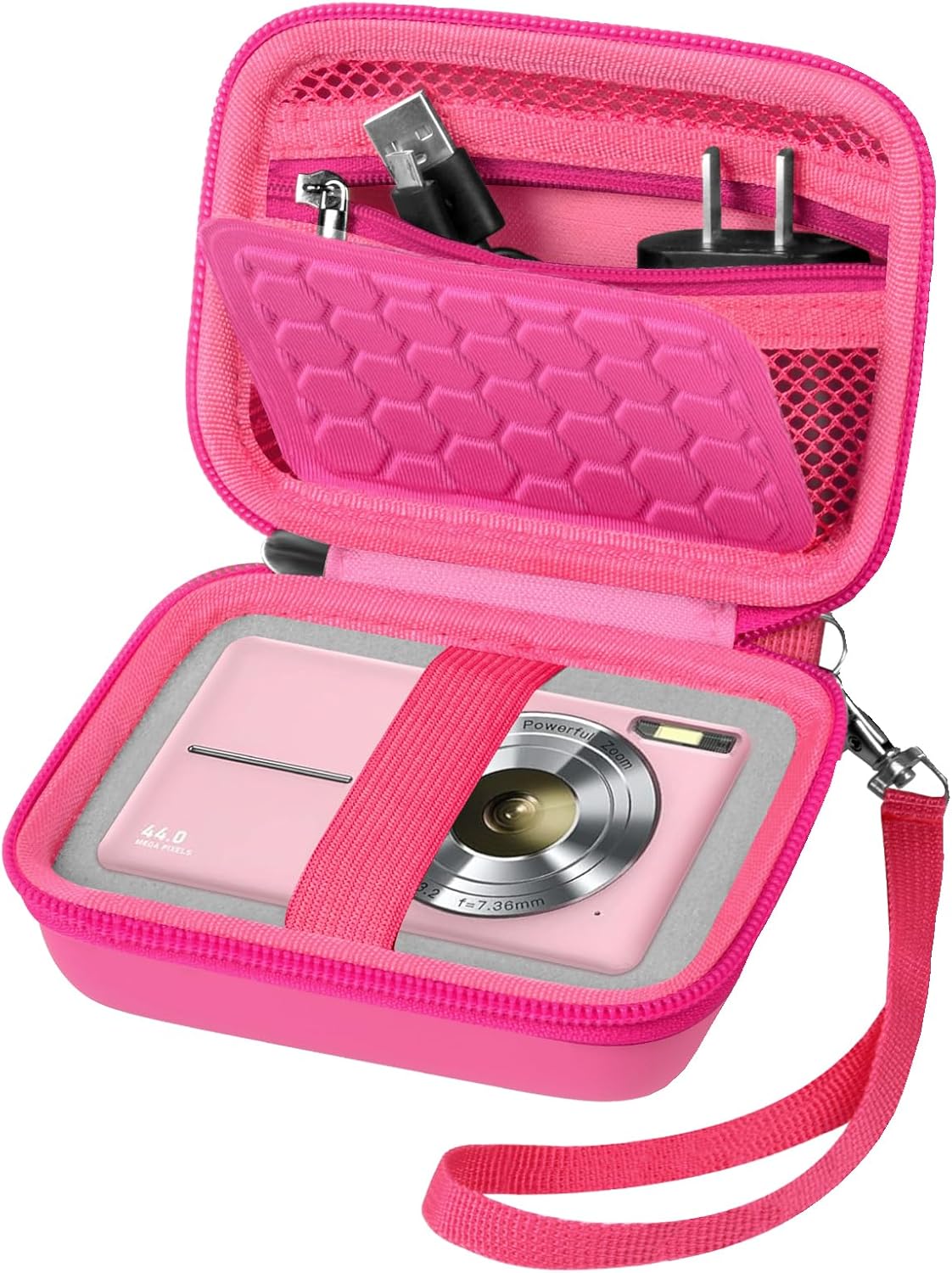 Carrying & Protective Case for Digital Camera, AbergBest 21 Mega Pixels 2.7" LCD Rechargeable HD/Kodak Pixpro/Canon PowerShot ELPH 180/190 / Sony DSCW800 / DSCW830 Cameras for Travel - Bright Pink