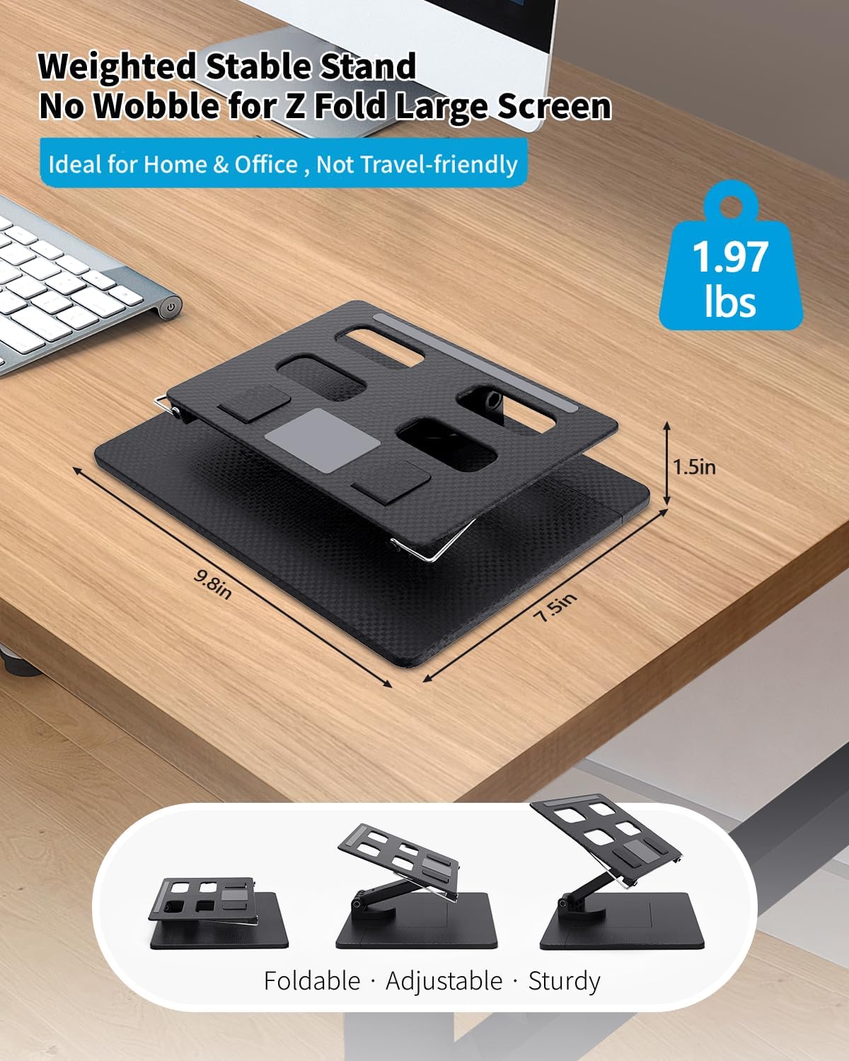 Desk Stand and Bluetooth Keyboard Combo for Samsung Galaxy Z Fold 7/6/5, 4 in 1 Set Include Mouse Pen, Adjustable Foldable Tablet Stand Holder Fits for 4.7"-13" Smartphones Tablet