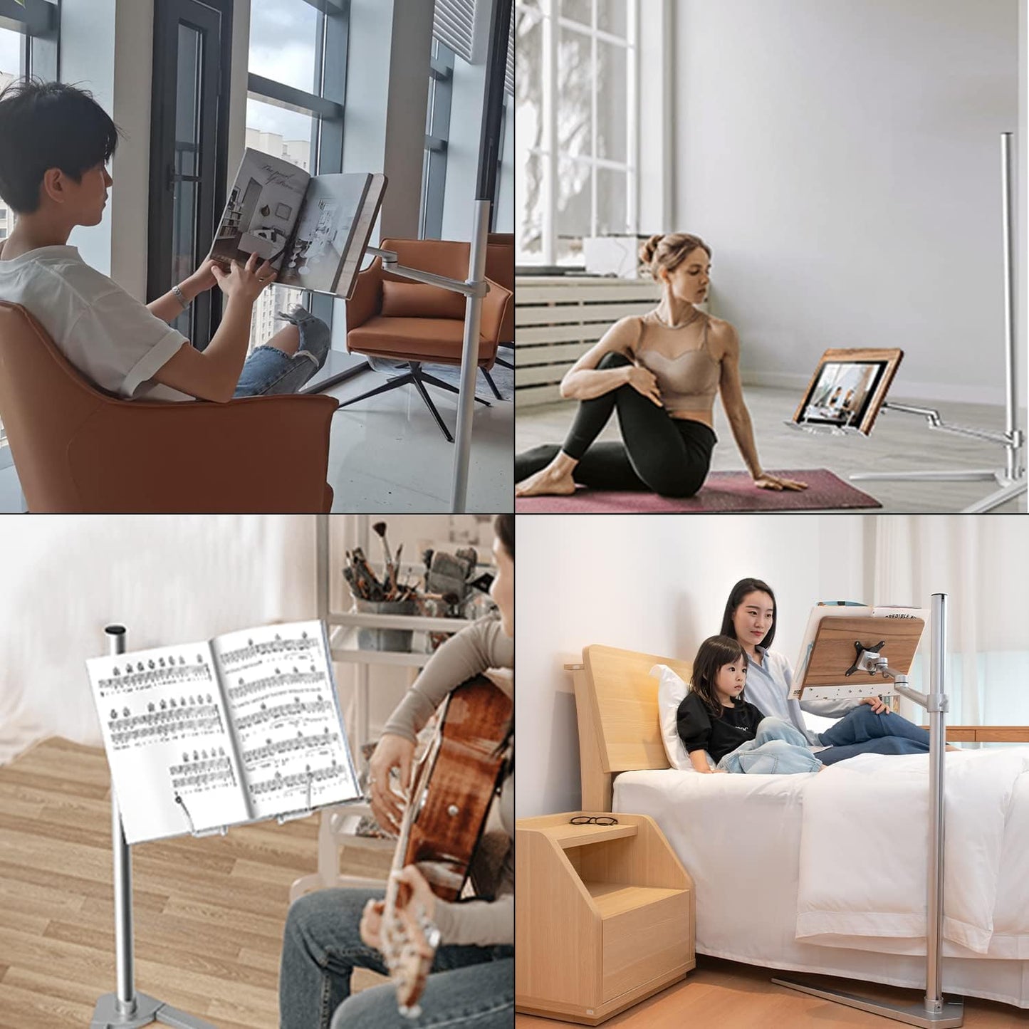 Book Stand for Reading, Floor Stand/Holder for Laptop,Tablet,Phone,Compatible with MacBook,iPad Notebook