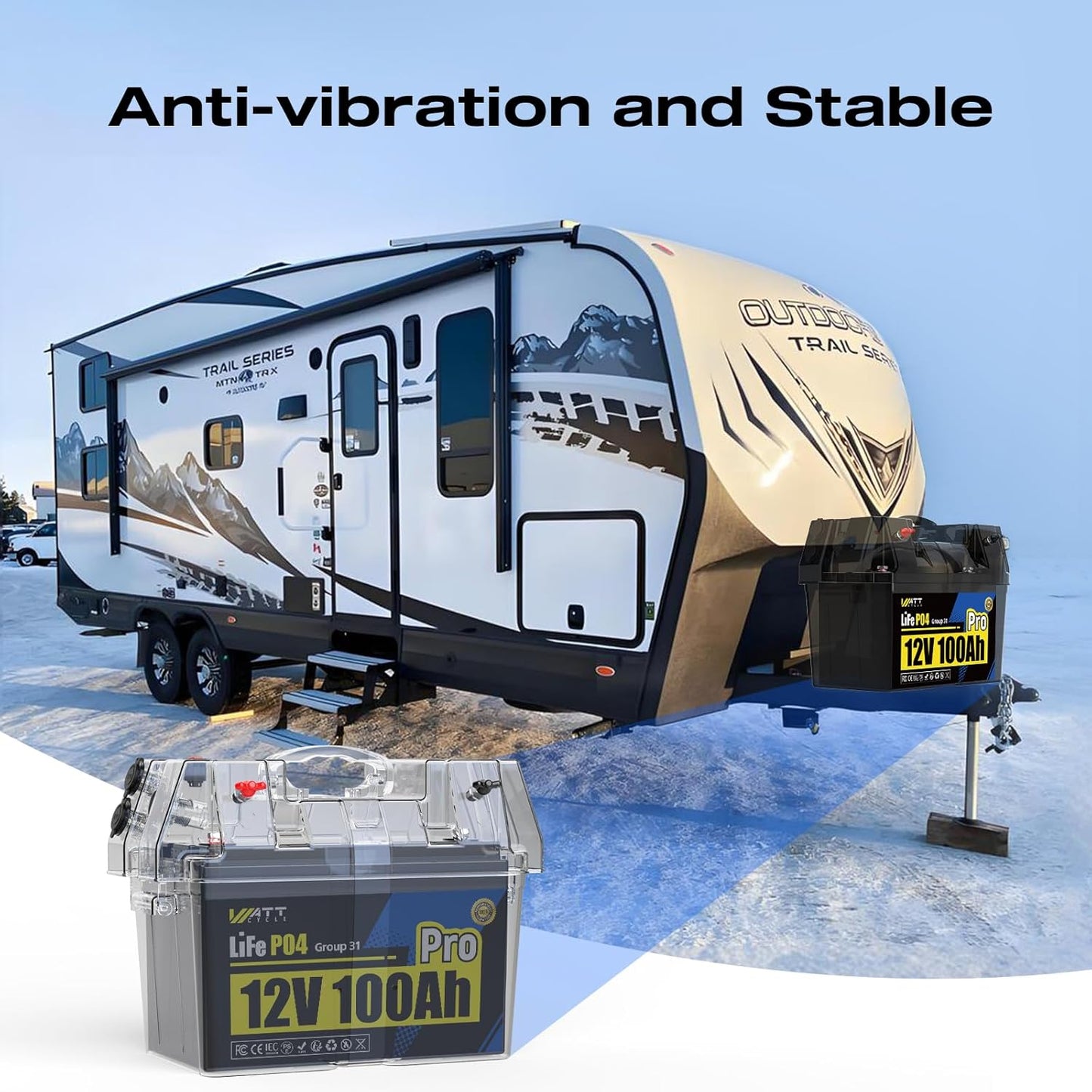 12V 100Ah LiFePO4 Lithium Battery, BCI Group 31,Deep Cycle Up to 15000 Cycles, 110A BMS, Low Temperature Protection, 10 Years Lifespan, Perfect for RV/Home Energy Storage