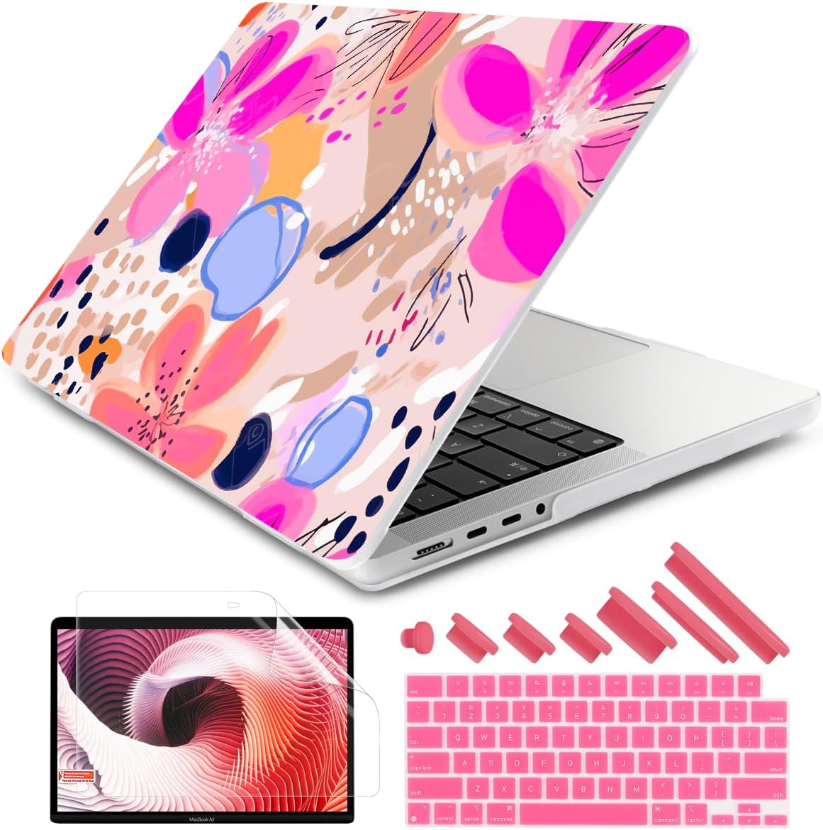 DONGKE for M4 MacBook Pro 16 Inch Case 2024 2023 2021 A3403 A3186 M3 A2991 M2 A2780 M1 A2485 Pro/Max Chip, Plastic Hard Shell Case & Keyboard Cover for Mac Pro 16 with Touch ID, Floral Artistic
