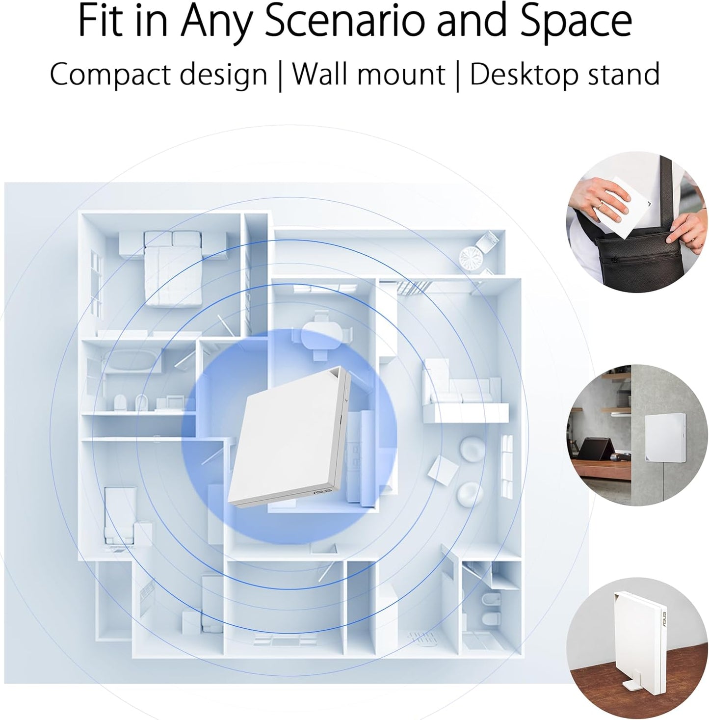 ASUS RT-AX57 Go - AX3000 Dual Band WiFi 6 (802.11ax) Travel Router, Support 4G/5G Mobile tethering&Public WiFi (WISP) Mode, Subscription-Free Network Security, VPN Features, AiMesh, Guest Portal