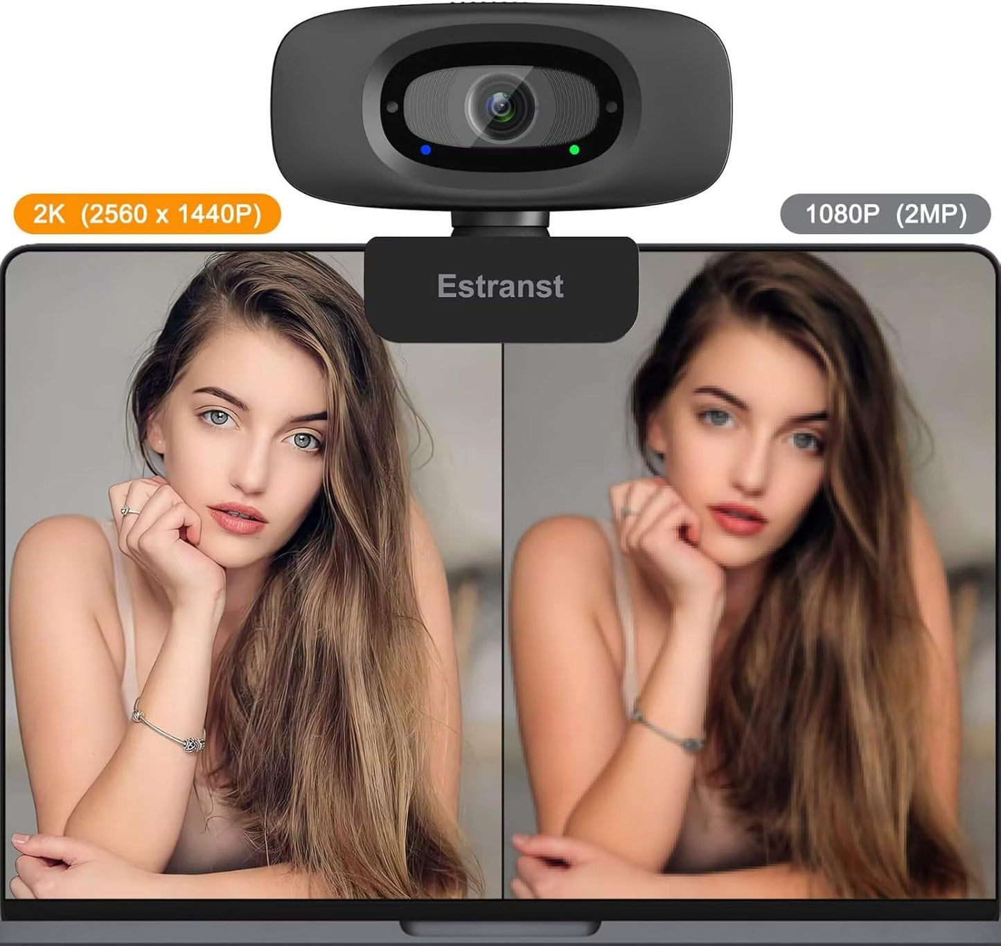 Autofocus 2K Webcam with Privacy Cover & Noise Canceling Microphone, Works with Zoom Teams YouTube Xbox, External Web Computer Camera for Laptop Mac PC Desktop Monitor