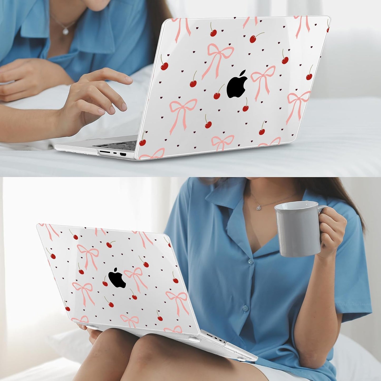 Mektron Case for MacBook Pro 16" M4 A3403 A3186 M3 A2991 M2 A2780 M1 A2485 (2021/2023/2024) Pro/Max with Touch ID, Hard Shell Plastic Laptop Cover Keyboard Cover Screen Protector, Pink Bows-Hearts