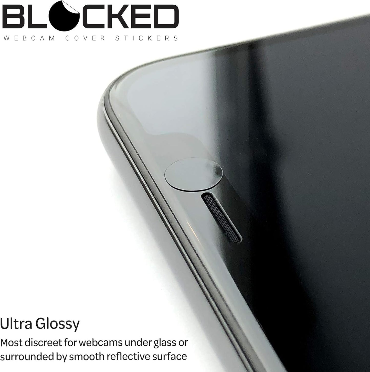 Stackable Webcam/Camera Vinyl Covers | 95 Low-Tack Restickable Webcam Stickers | 5-Sizes | Black 95-Pack (Ultra Glossy)