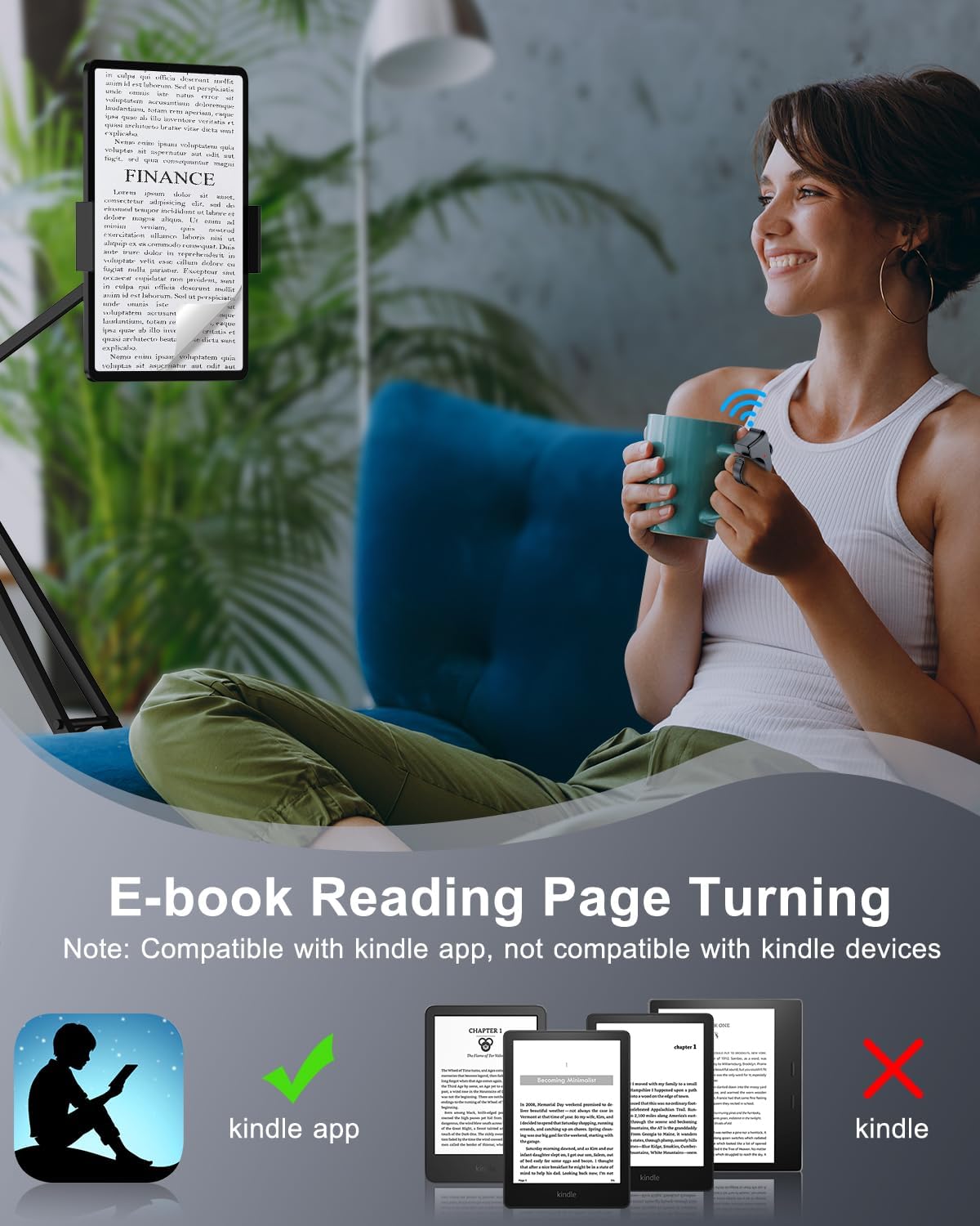 TikTok Scrolling Ring Remote Control, Camera Shutter Remote, Wireless Bluetooth Scrolling Ring for iPhone, iPad, iOS, Android - Graphite Black