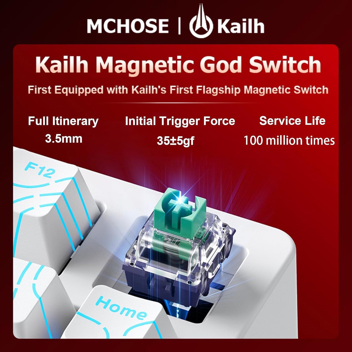 Hyekit x MCHOSE Jet 75 75% Wired Magnetic Switch Mechanical Gaming Keyboard, Rapid Trigger Hall Effect Keyboard, Hyper-Fast Adjustable Actuation, 8K Hz Polling Rate, RGB HotSwap, for PC/Mac, Black