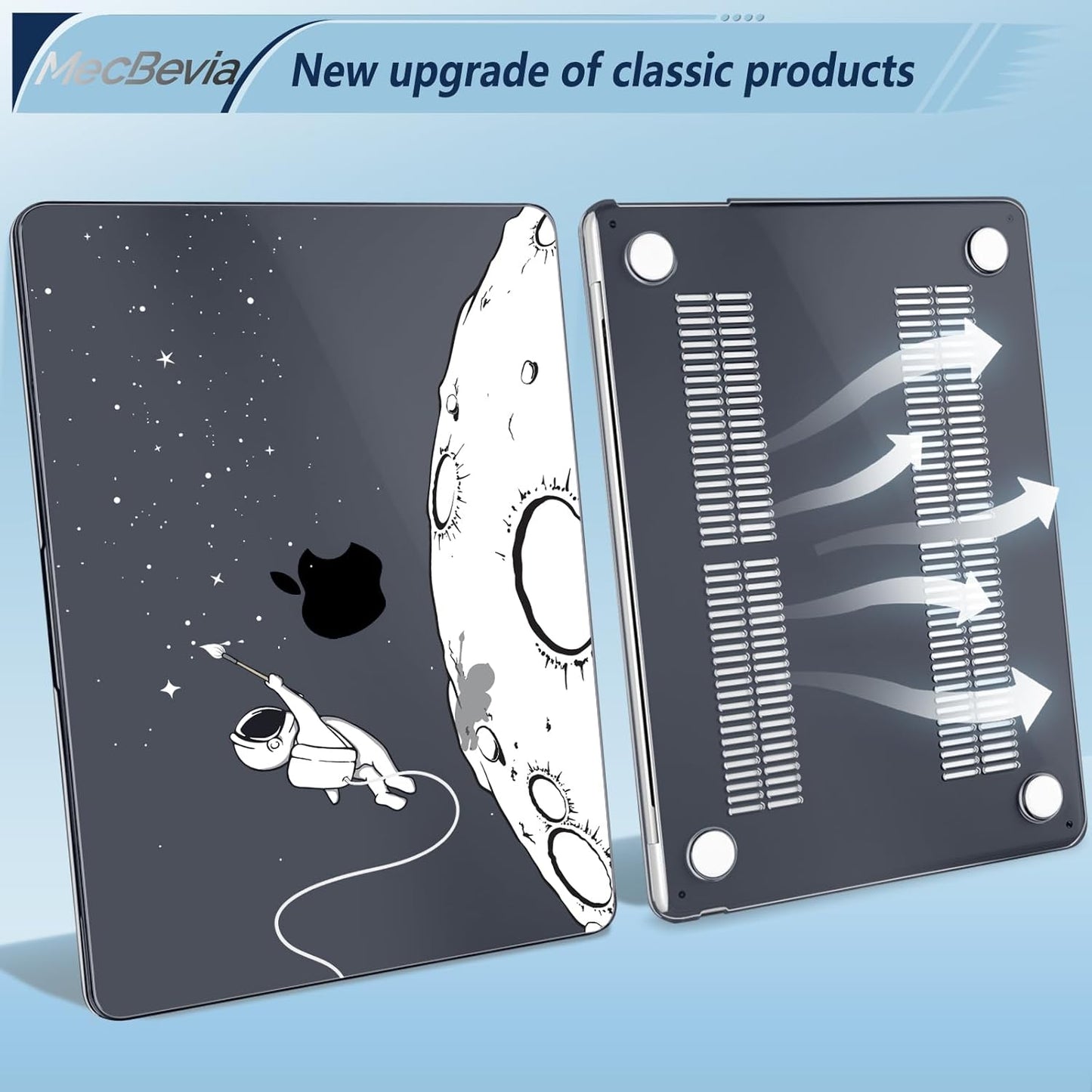 Compatible with MacBook Air 13.6 inch Case, M4 A3240/M3 A3113/M2 A2681 (Released 2025 to 2022), Hard Shell, Keyboard Cover, Screen Protector, Webcam Cover & Type-C Adapter, Astronauts Stars