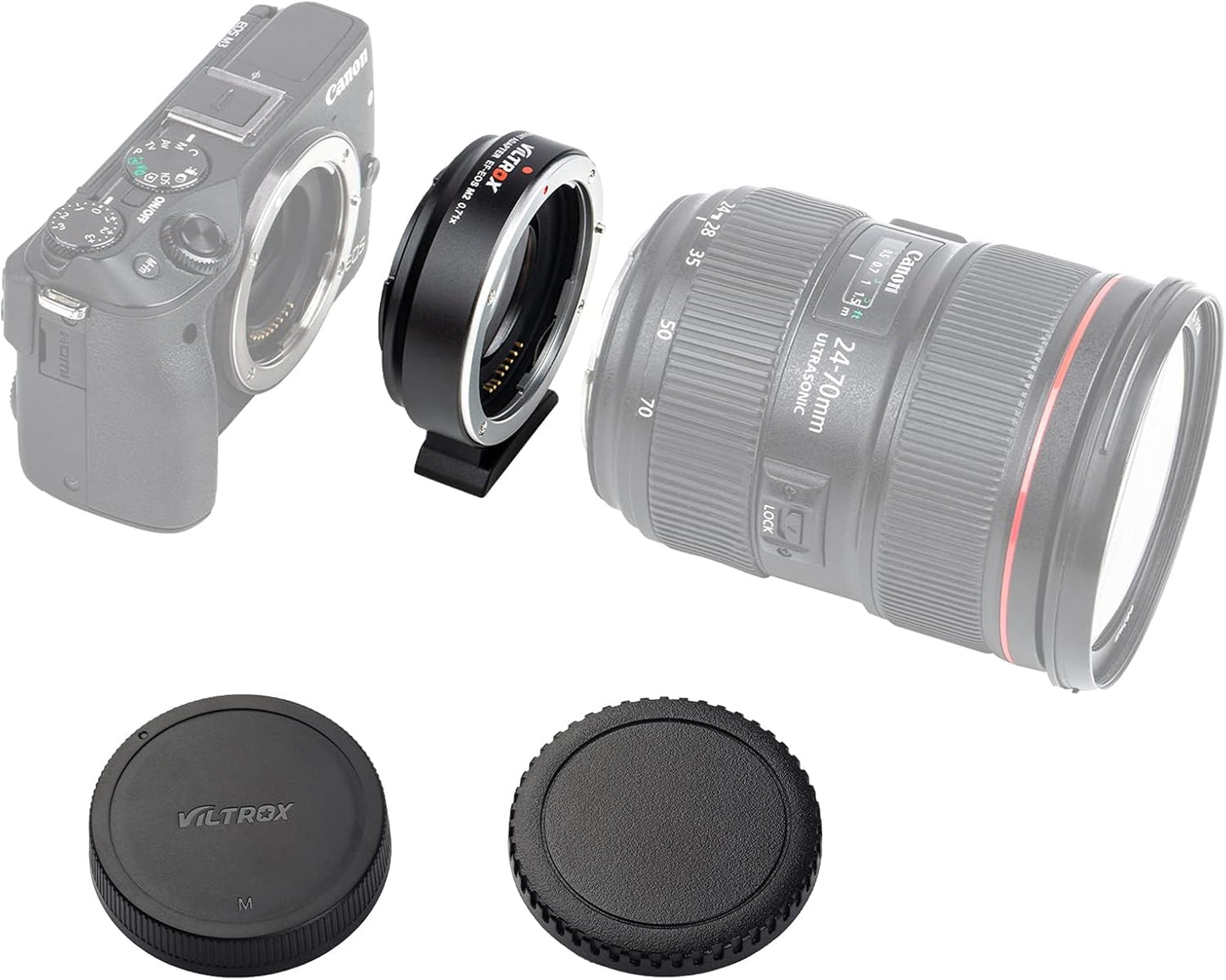 VILTROX EF-M2 Pro Lens Adapter 0.71x Auto Focus EF Lens to M4/3 Mount Adapter Compatible with Canon EF Lens to M4/3 Mount Camera GH4 GH5 GF8 GF9 GX8 GX85 G6 G7 E-M5 E-M10 E-PL7 E-PL8 E-P5 Pen-F