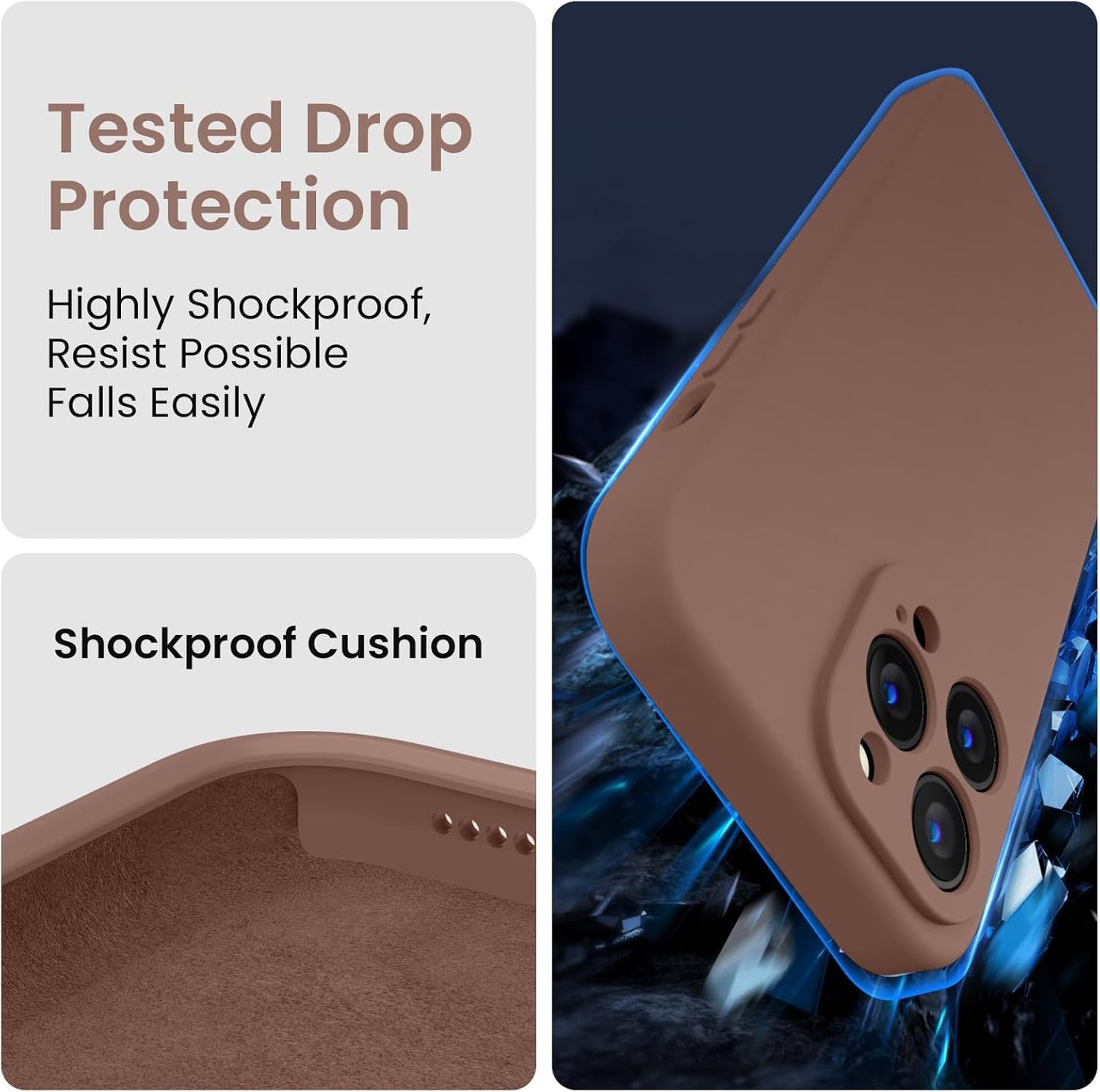 FireNova for iPhone 14 Pro Case, Silicone Upgraded [Camera Protection] Phone Case with [2 Screen Protectors], Soft Anti-Scratch Microfiber Lining Inside, 6.1 inch, Light Brown