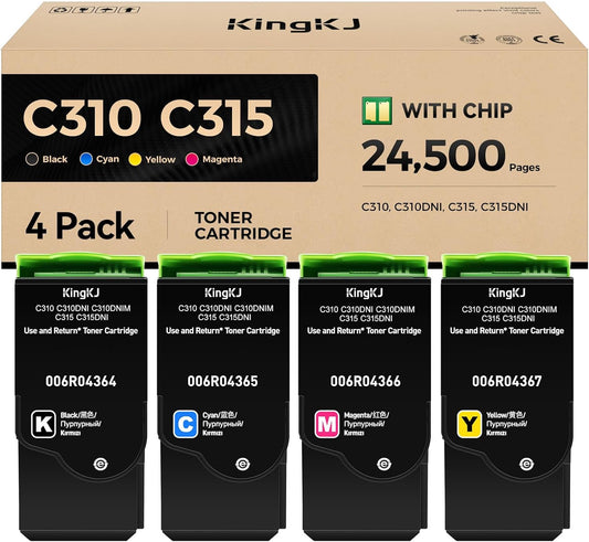 C310 C315 Toner Cartridge Set 4-Pack with chip High-Yield 006R04364 006R04365 006R04366 006R04367 Replacement for Xerox C310 C310DNI Versalink C315 C315DNI Color Printer Ink Black Cyan Magenta Yellow