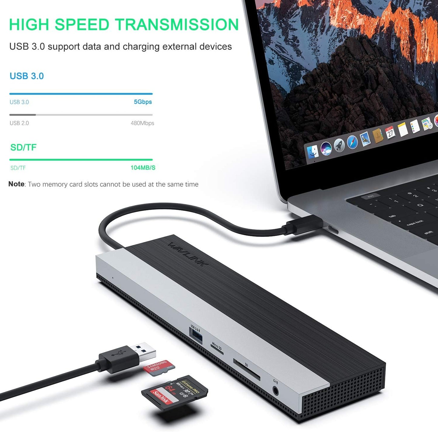 WAVLINK 12-in-1 USB C Docking Station, Triple Display Type C Hub Multiport Adapter with HDMI, DisplayPort, VGA, Ethernet, USB-C 100W PD3.0 Charging, USB3.0, USB2.0, SD/TF Card Reader, Audio- UMD03