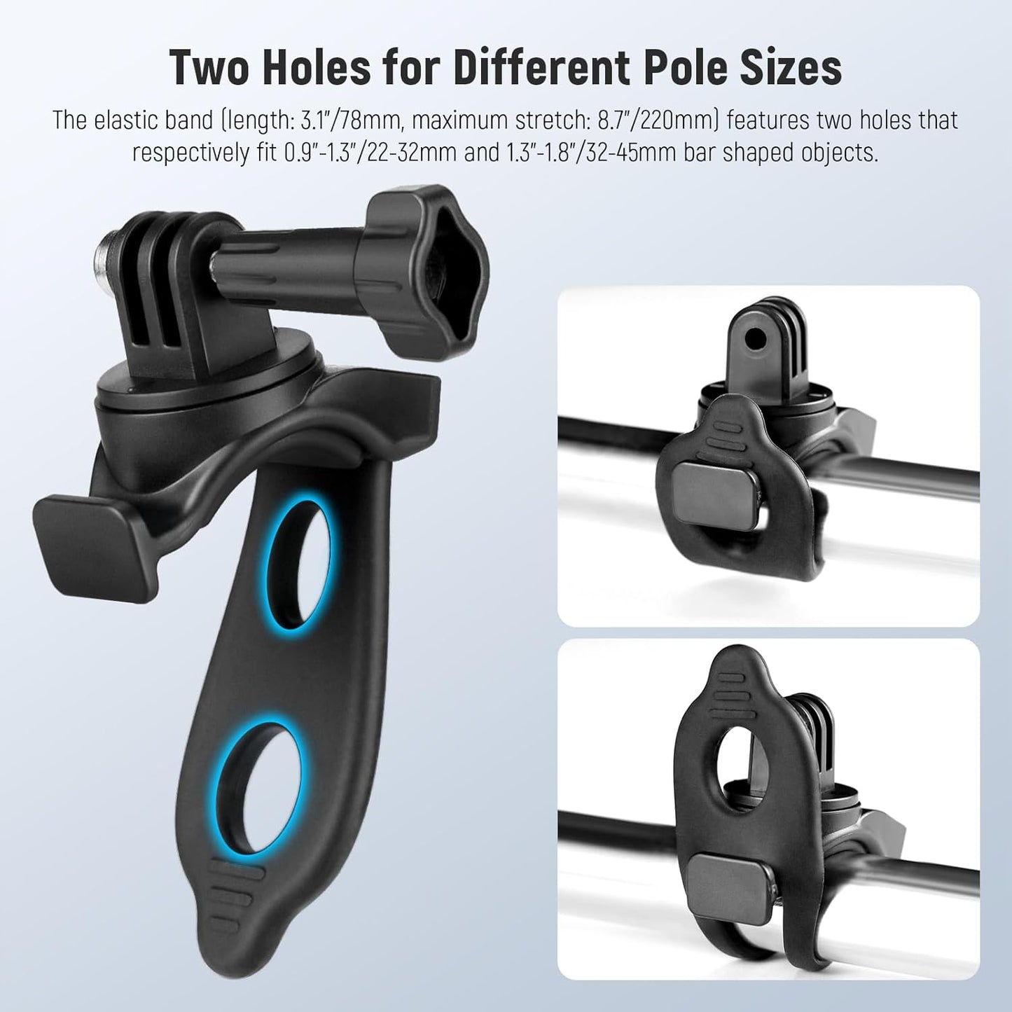 NEEWER Flexible Mount Wrap Band Compatible with GoPro DJI Insta360 Action Cameras, Motorcycle Bike Handlebar Roll Bar Tube Clip Holder Bracket Accessories for Photography Video Recording, GP-77 Black