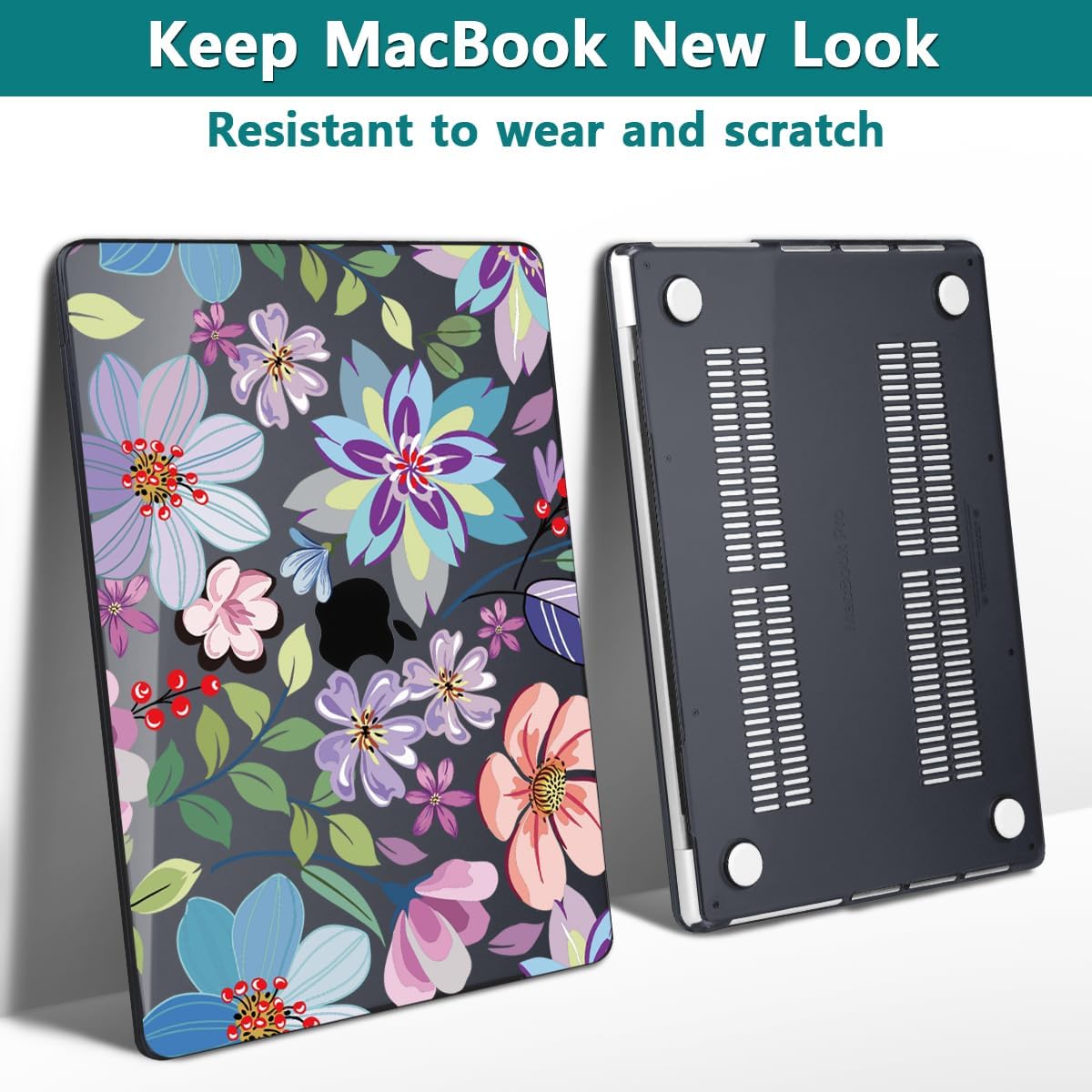 Teryeefi for MacBook Pro 14 inch Case M4 M3 M2 M1 Chip (2025 2024 2023 2021 Release) Model A3112 A3401 A3185 A2918 A2992 A2779 A2442, PC Hard Shell+Keyboard Cover Skin, Pretty Colorful Flower A004