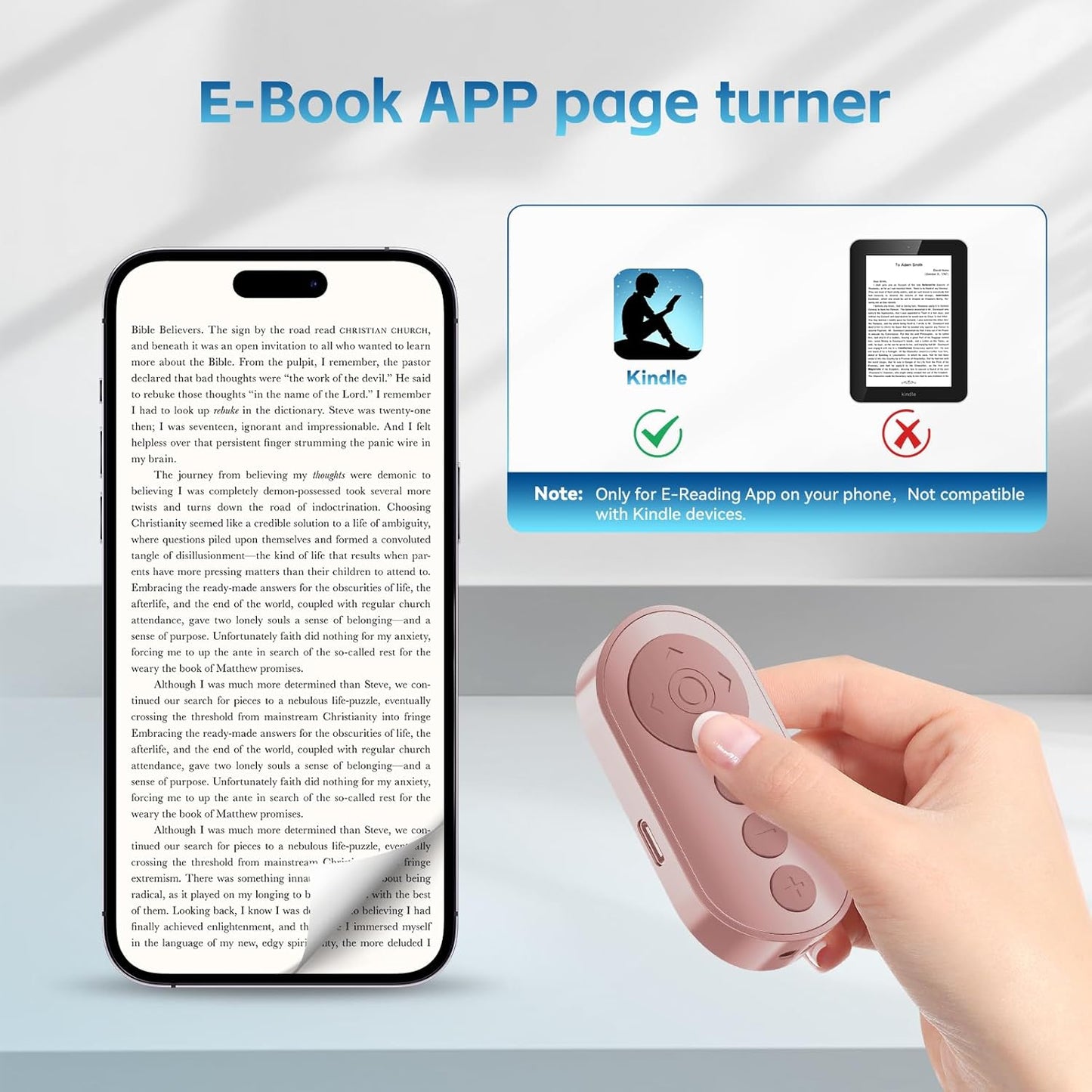 Bluetooth Camera Remote Shutter with Zoom and Front/Rear Camera Switch for Photo and Vlogging,Cllphone Remote Clicker for iOS & Android Smartphone, Wireless Video Scrolling for Tiktok