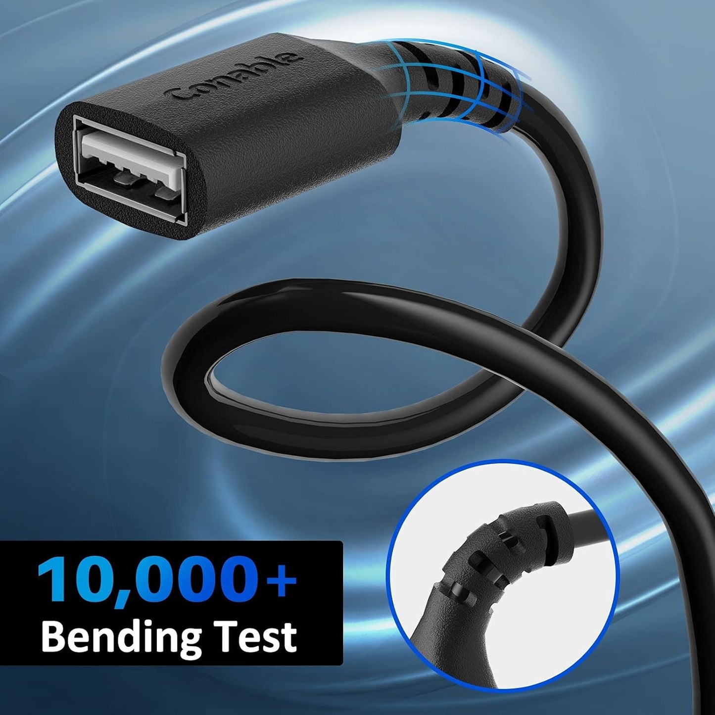 3 Pack USB Extension Cable 12 FT, USB 2.0 Type A Male to Female Extender Cord Adapter, Compatible with Printer, Keyboard, Mouse, Flash Drive, Hard Drive, Controller, Black Cable with 5 Cable Ties