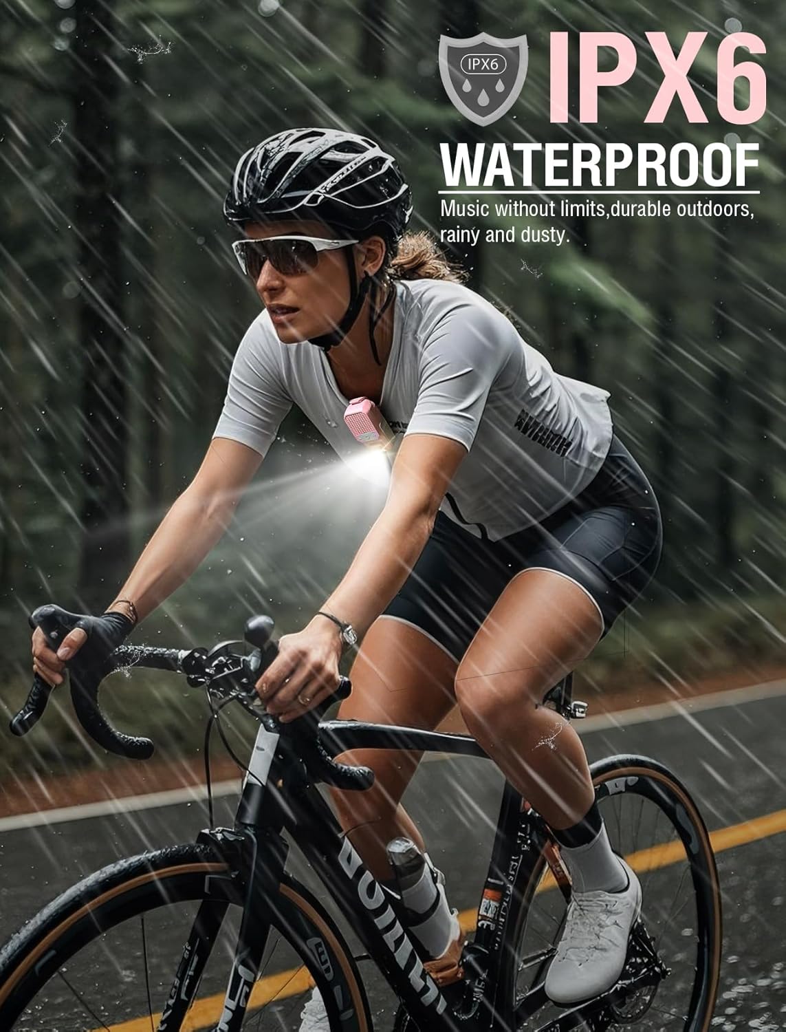 GBEAST Wearable Bluetooth Speaker with RGB, IPX6 Waterproof Clip-On Portable Speaker with 30H Playtime - Built-in Mic Hands-Free for Jobsite/Outdoor/Golf, TWS Portable Speakers（Pink）