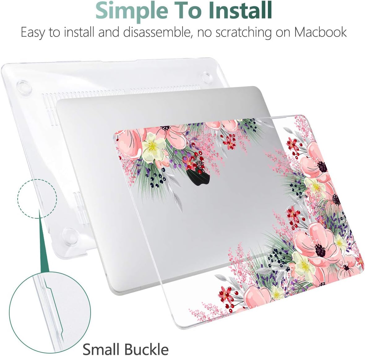 Laptop Case for MacBook Air 13 2020 2019 2018 with Touch ID & Retina Display Floral Series Hard Shell with Keyboard Cover Screen Protector for New Mac Air 13.3 inch A2337 A2179 A1932, Beautiful Floral