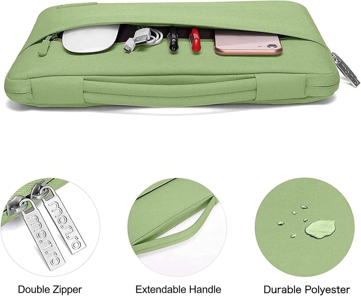 MOSISO Compatible with MacBook Air 13 inch Case 2025 2024 2023 2022 M4 A3240 M3 A3113 M2 A2681, Hard Shell&Sleeve Bag&Keyboard Skin&Webcam Cover&Screen Film for MacBook Air 13.6 inch, Chartreuse