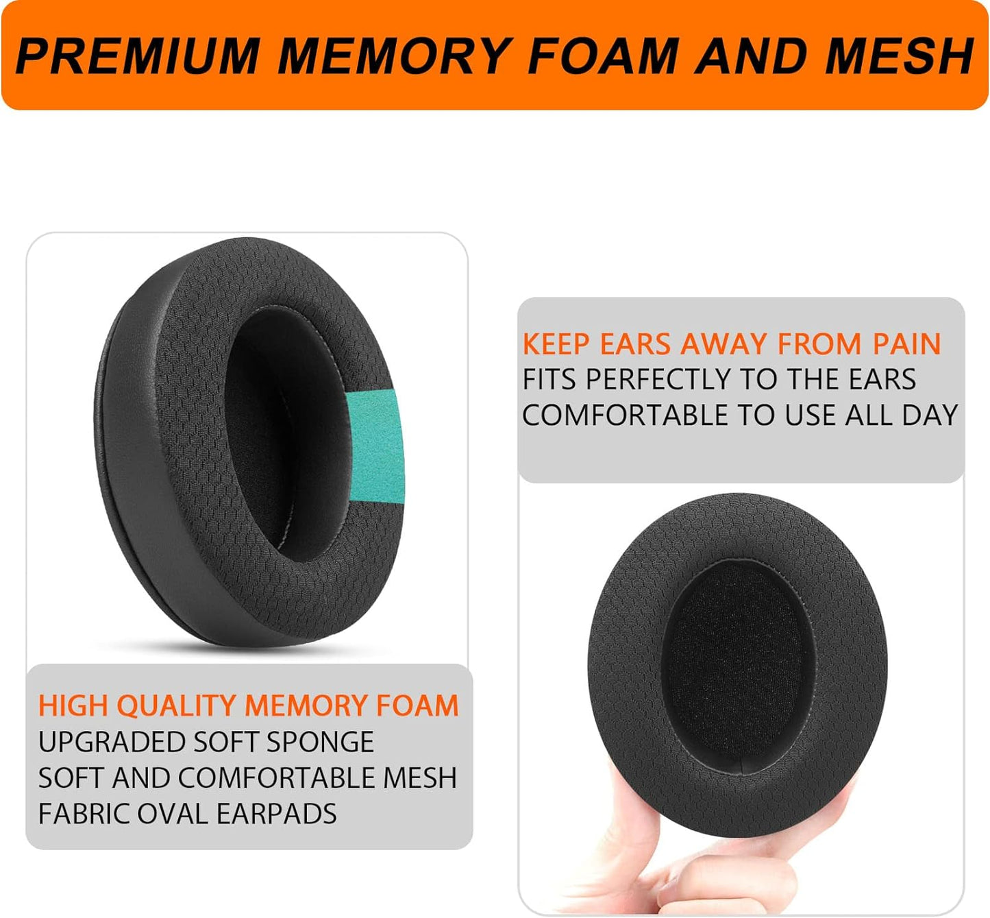 GVOEARS Replacement Earpads for Audio Technica ATH M50X/M40X/M30, HyperX Cloud/Alpha, Sony MDR-7506 Series, Steelseries Arctis earpads Replacement, Ear Cushions Also fit Turtle Beach Stealth & More