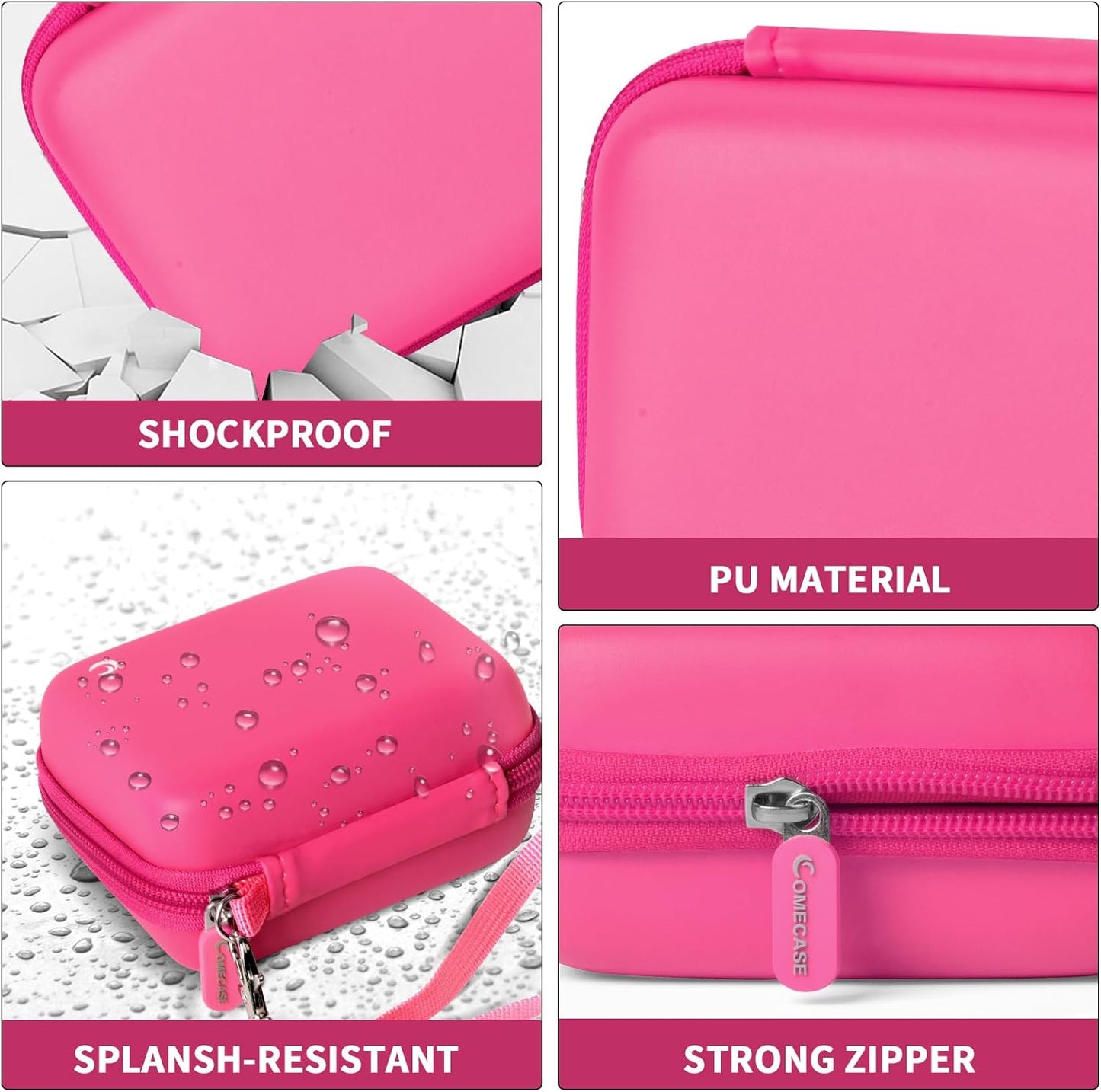 Carrying & Protective Case for Digital Camera, AbergBest 21 Mega Pixels 2.7" LCD Rechargeable HD/Kodak Pixpro/Canon PowerShot ELPH 180/190 / Sony DSCW800 / DSCW830 Cameras for Travel - Bright Pink