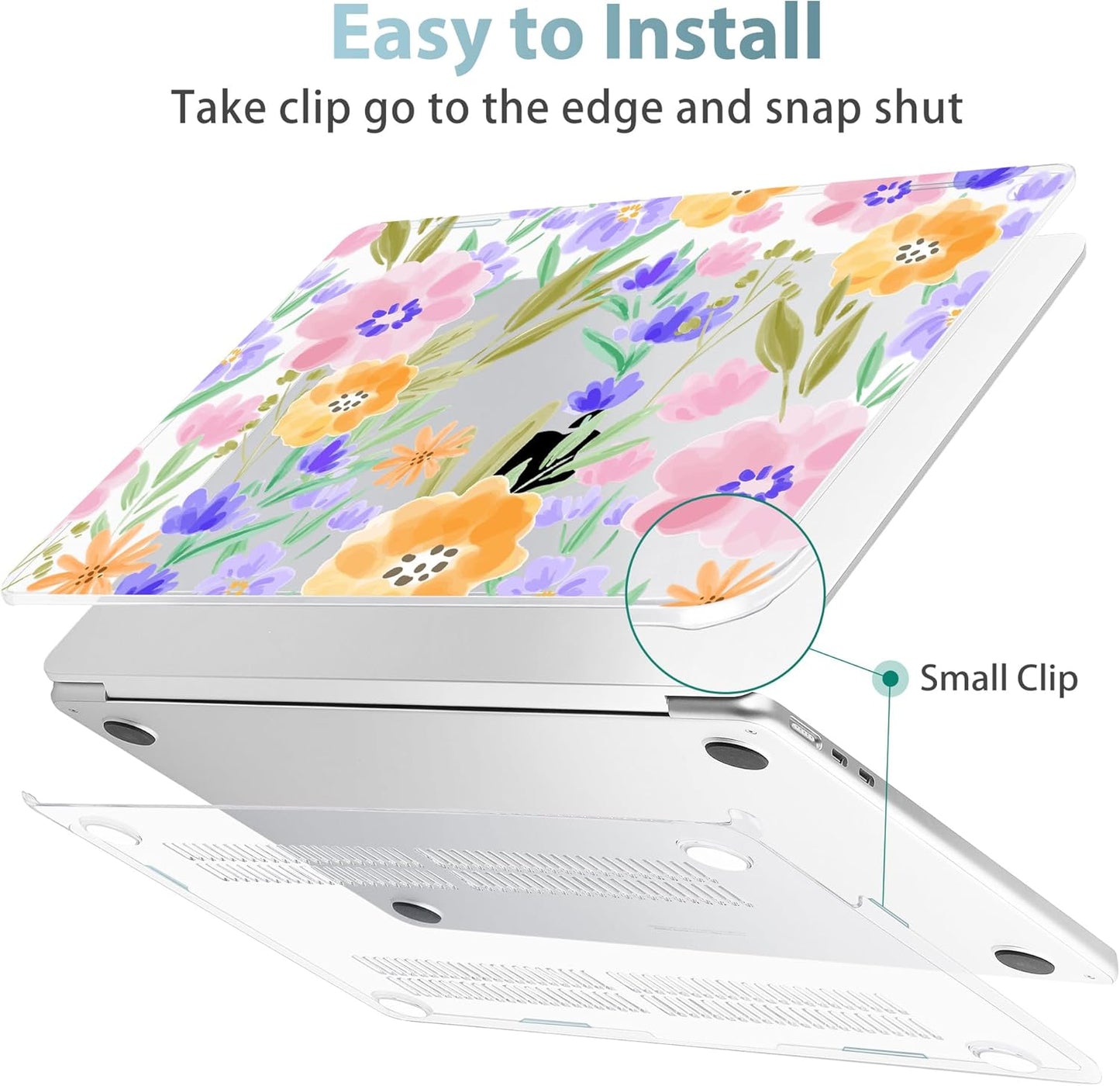 May Chen for MacBook Air 13.6 inch Case A3240 M4 A3113 M3 A2681 M2 with Retina Dispaly, 2025 2024 2023 2022 Release, Plastic Hard Shell Case with Screen Protector & Keyboard Cover, Flower S918