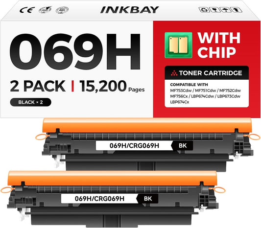069H Toner Cartridges Black 2-Pack Replacement for Canon 069 069H Toner Cartridges Compatible with Canon imageCLASS MF753Cdw MF751Cdw MF756Cx LBP674Cdw LBP673Cdw LBP674Cx Printer Ink