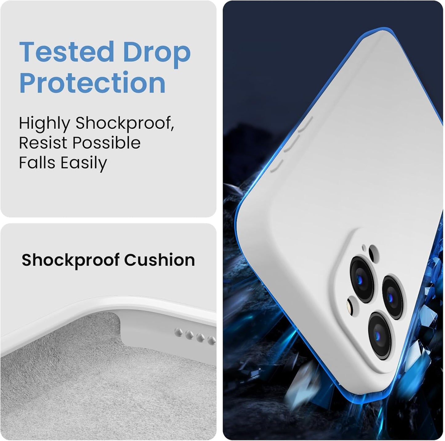 FireNova Designed for iPhone 15 Pro Max Case, Silicone Upgraded [Camera Protection] Phone Case with [2 Screen Protectors], Soft Anti-Scratch Microfiber Lining Inside, 6.7 inch, White