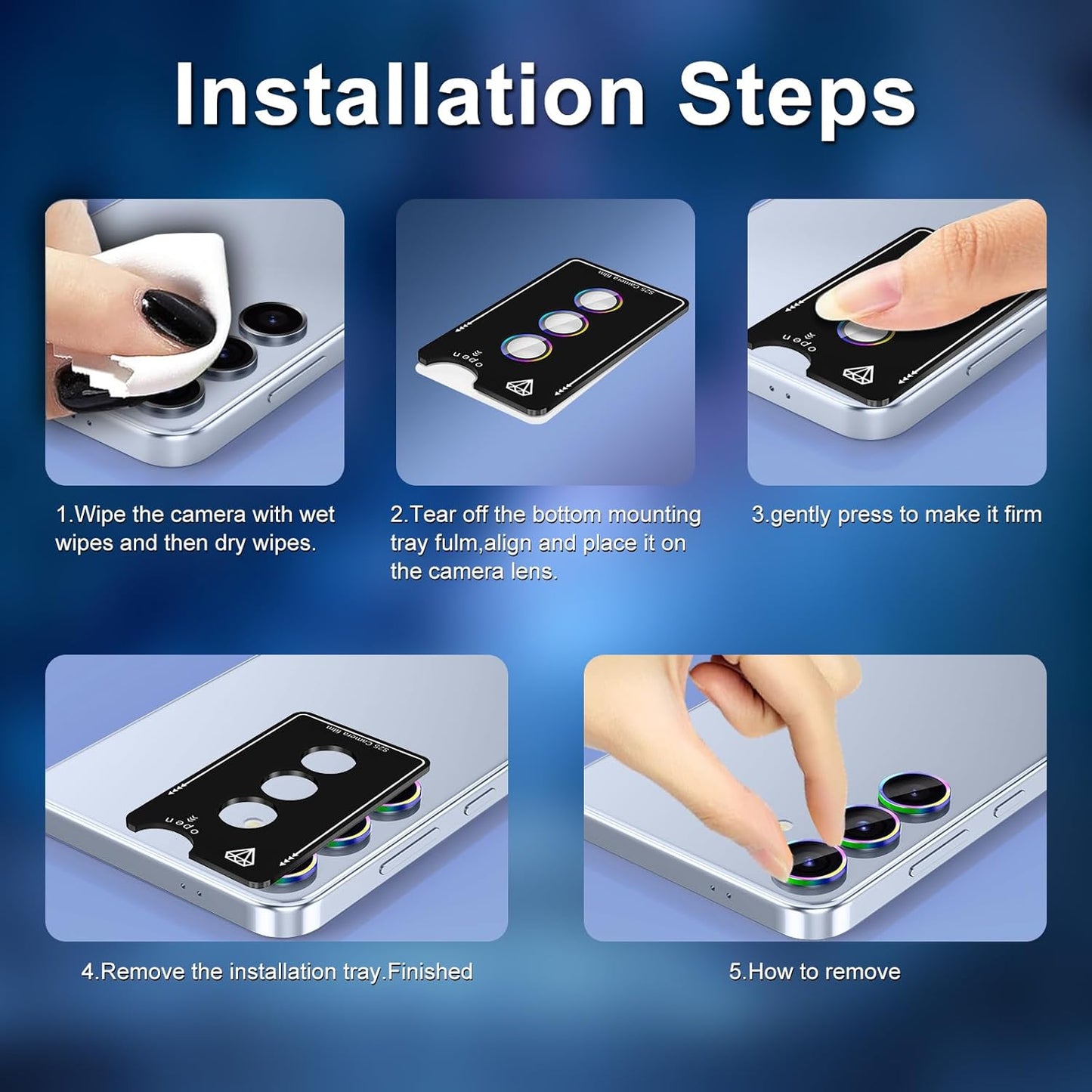 for Samsung Galaxy S25 Camera Lens Protector, Individual Metal Ring Tempered Glass Lens Cover, [Strong Adsorption] Scratch Resistant Ultra-Thin HD Clear Lens Cover, 1 Set-Purple