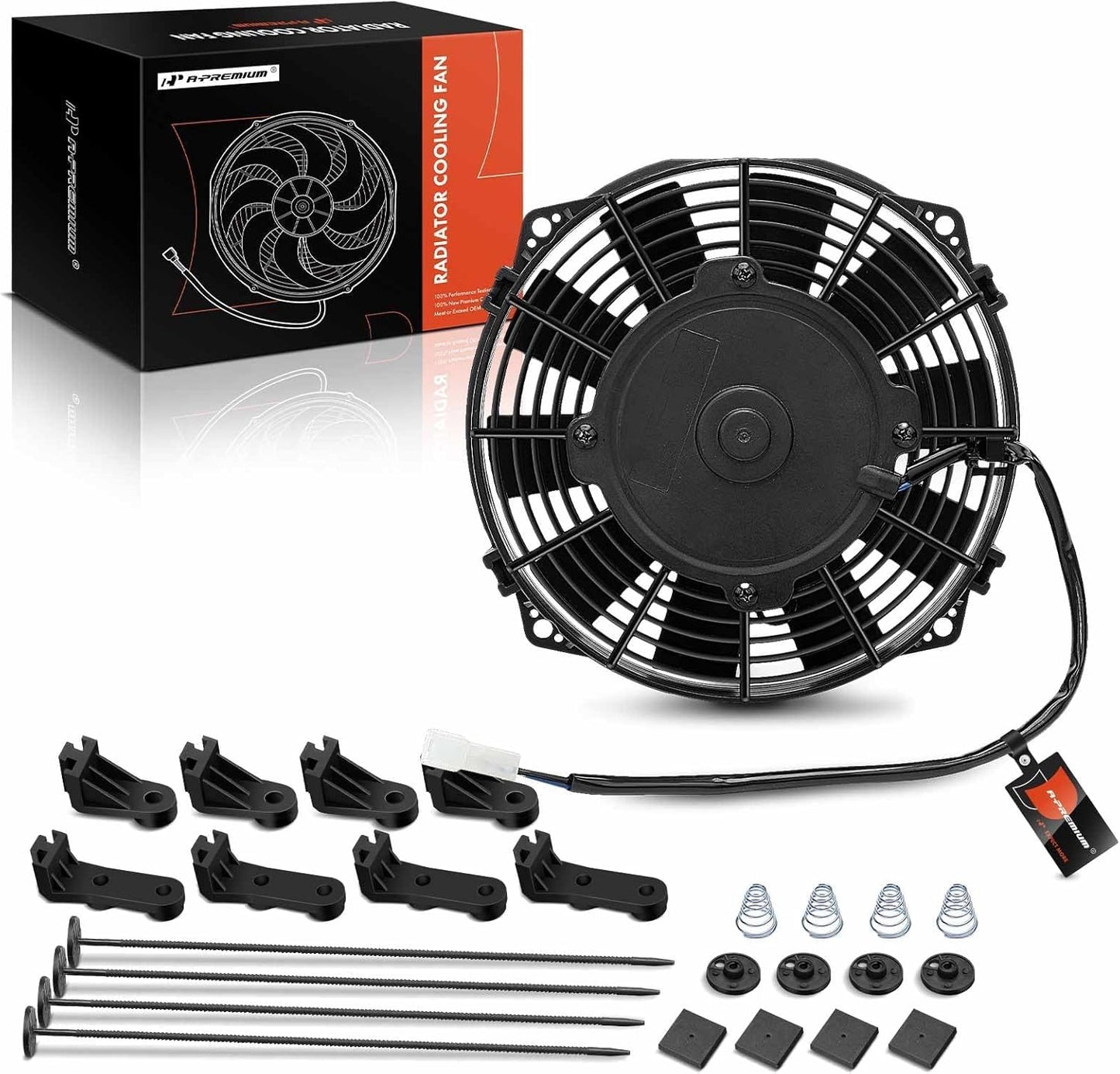 A-Premium 7.5'' 7.5 inch Slim Fan Pull Universal Electric Radiator Cooling Fan Assembly, 12V 80W with Mount Kit
