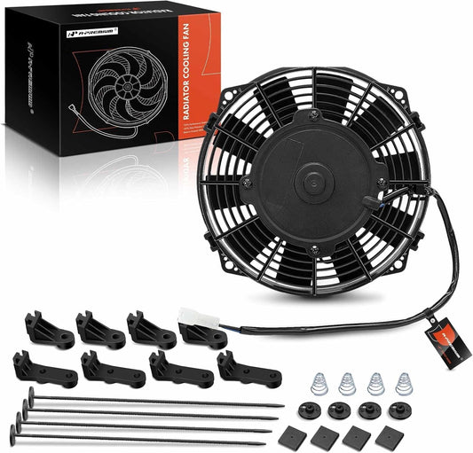 A-Premium 7.5'' 7.5 inch Slim Fan Pull Universal Electric Radiator Cooling Fan Assembly, 12V 80W with Mount Kit