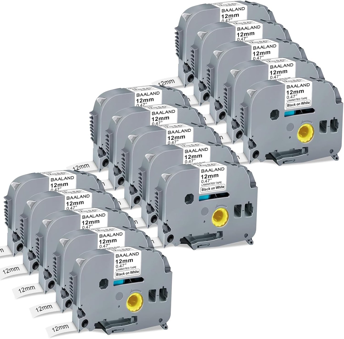 15-Pack 12mm 0.47 Inch Laminated White TZe Tz Tape Replace for Brother Label Maker Tape TZe-231 Compatible with P Touch Label Maker PT-D210 PT-D220 PT-D200 PT-H100 PT-D400 PT-D600