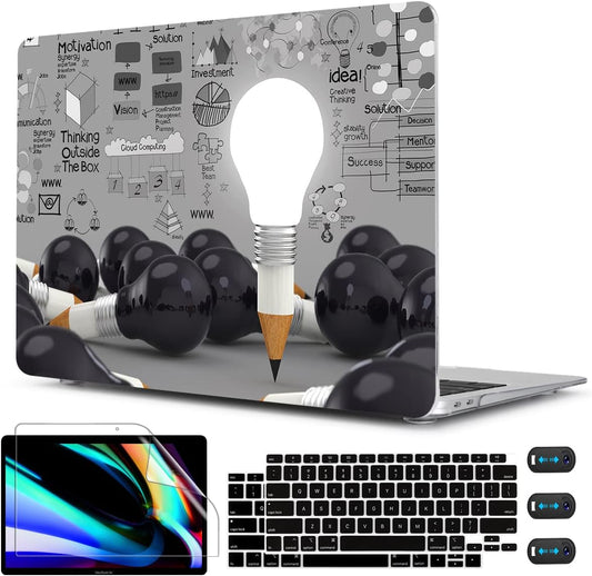 CISSOOK Creative Bulb Hard Shell Case for MacBook Air 13 inch A2337 M1 A2179 A1932 with Touch ID 2021-2018 Release, Plastic Hard Shell Cover with Keyboard Cover for MacBook Air 13 with Retina Display