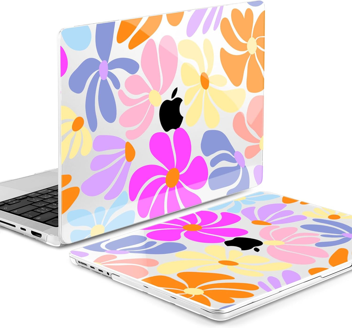 DONGKE for M4 MacBook Pro 16 Inch Case 2024 2023 2021 A3403 A3186 M3 A2991 M2 A2780 M1 A2485 Pro/Max Chip, Plastic Hard Shell Case & Keyboard Cover for Mac Pro 16 with Touch ID, Power Florals