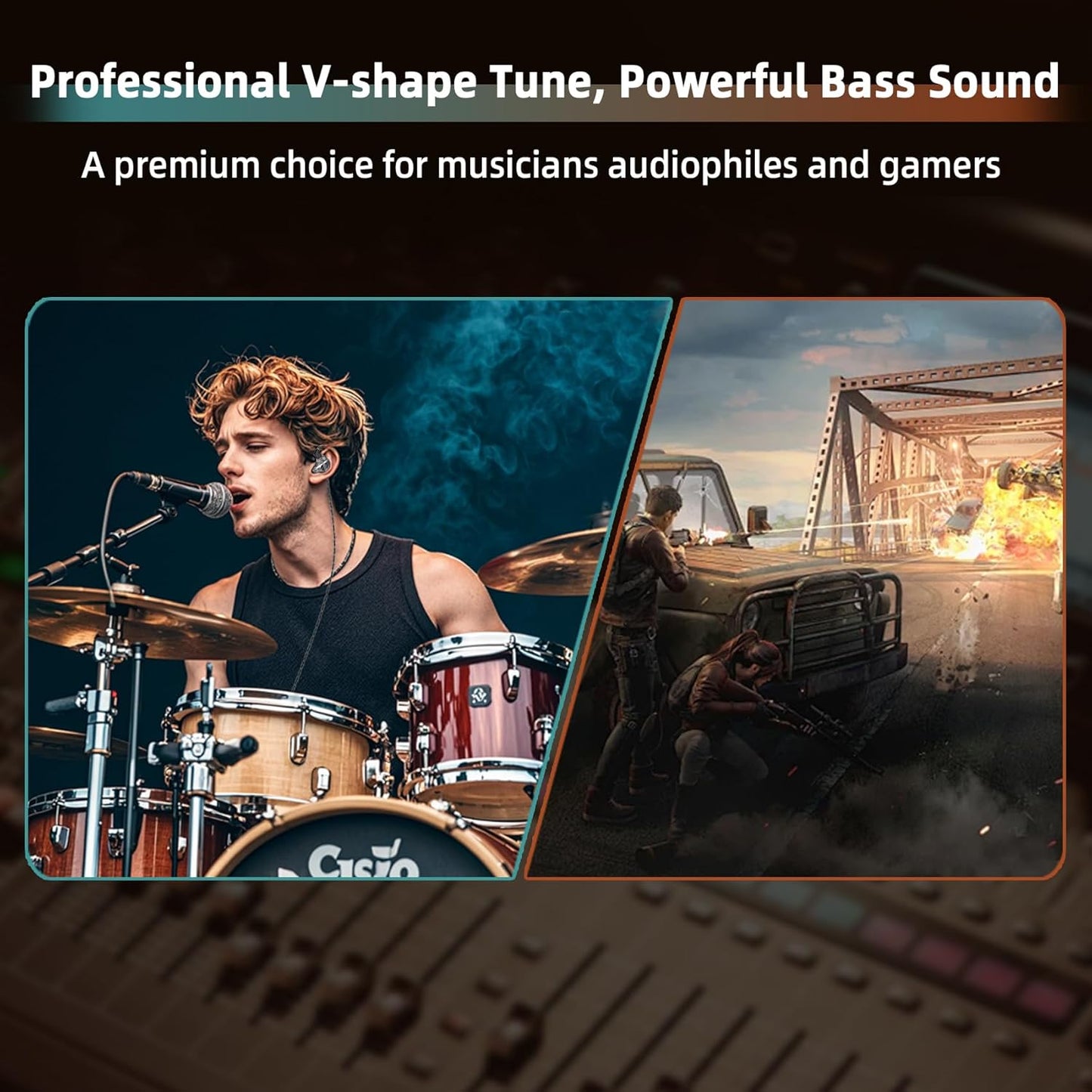 CCZ DC01 Pro in Ear Monitor, iems for Gaming, Professional Gaming Earbuds Super Bass Wired Earphone Headphone with 1DD, Patent Ear fin, Ear tips,for Singer Musician Podcaster (Purple-Blue without mic)