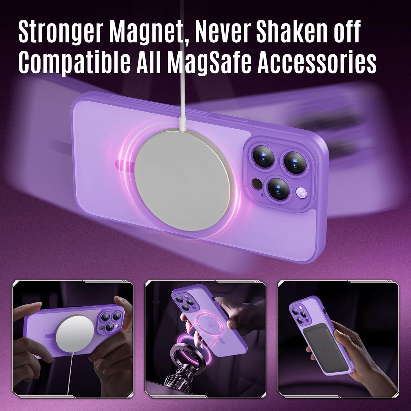 Designed for iPhone 12 Pro Max Case, Compatible with MagSafe, with Privacy Screen Protectors X2, [Camera Protection] [15FT Military Drop Protection] Shockproof Phone Case, 6.7", Light Purple