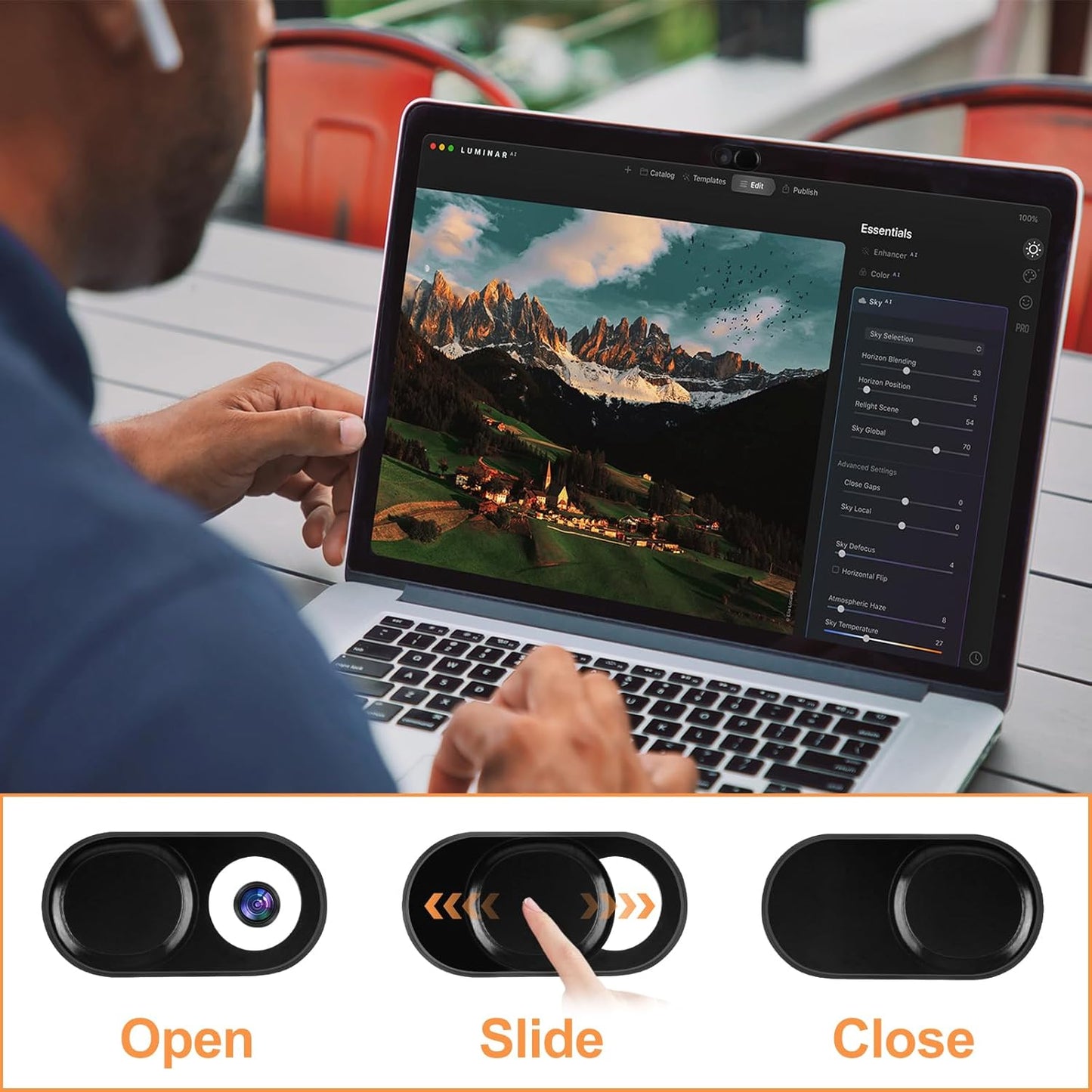 6 Pack Laptop Camera Cover Slide, 0.023 Inch Ultra-Thin Webcam Cover, Phone Camera Cover Fits Most Laptop, Desktop, PC, Tablet, Smartphone(Black and Silver)