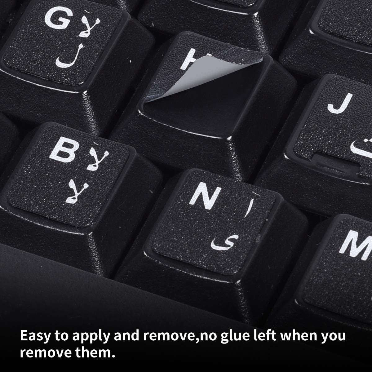 2PCS Arabic-English Keyboard Stickers - Black Background with White Font for Computer, Laptop, Notebook, Desktop - Matte Arabic Keyboard Alphabet Stickers