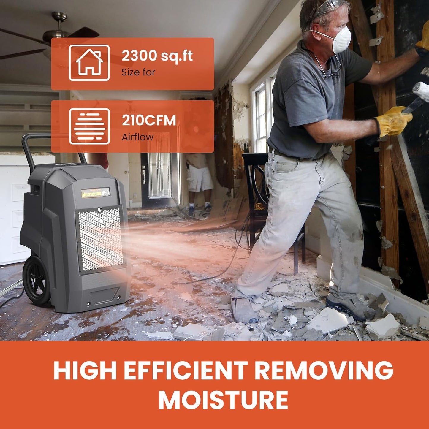 Abestorm Commercial Dehumidifier with Pump Drain Hose, 180 Pints Large Capacity Industrial Dehumidifier for Basements, Garages, Job Sites, 5 Years Limited Warranty, Grey