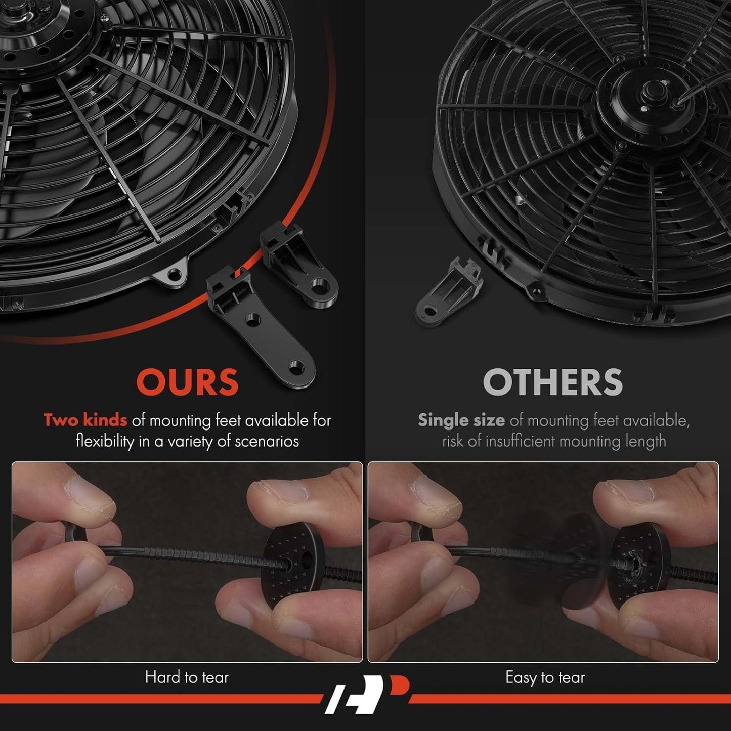 A-Premium 6.5'' 6.5 inch Slim Fan Pull Universal Electric Radiator Cooling Fan Assembly, 12V 80W with Mount Kit