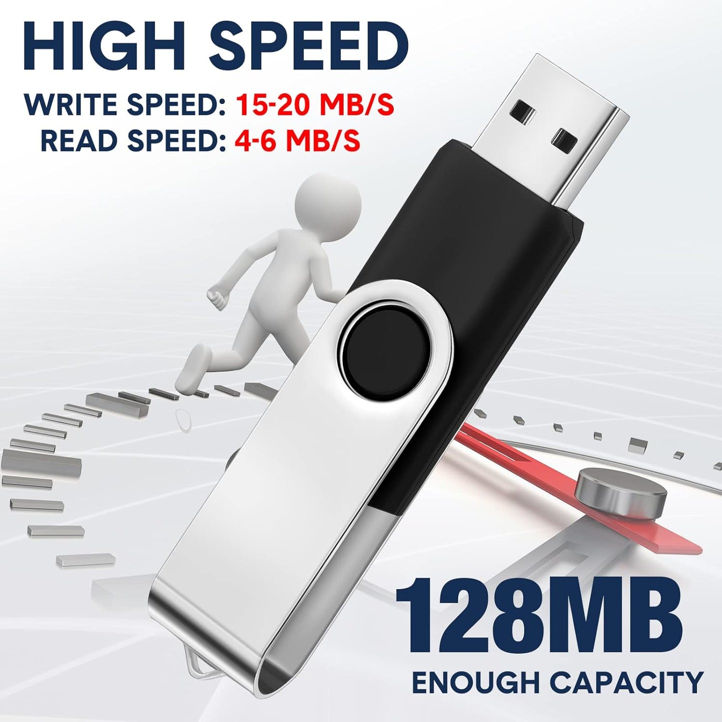 Aoriher 50 Pack USB 2.0 Flash Drives Bulk, Portable USB Thumb Drives with Lanyards, Swivel Flash Drives Thumb Drives for Office School Data Storage (4GB)