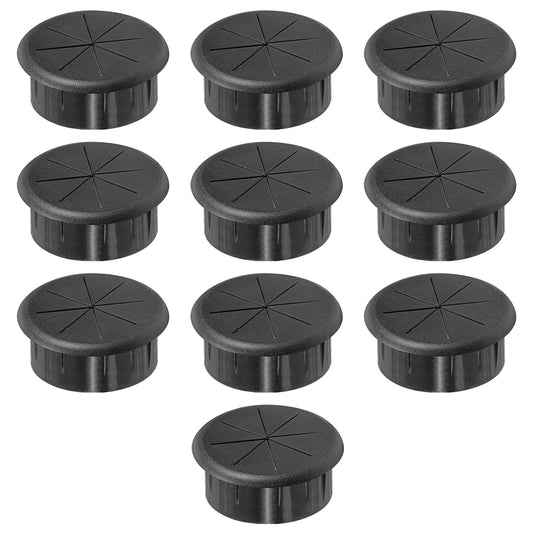 2" Black Desk Grommet, JTemgle Flexible Cable Grommet Rubber Cable Hole Cover Wire Organizer Caps Desktop Cord Management for Home Office TV Stands Tabletops, 10 Pieces