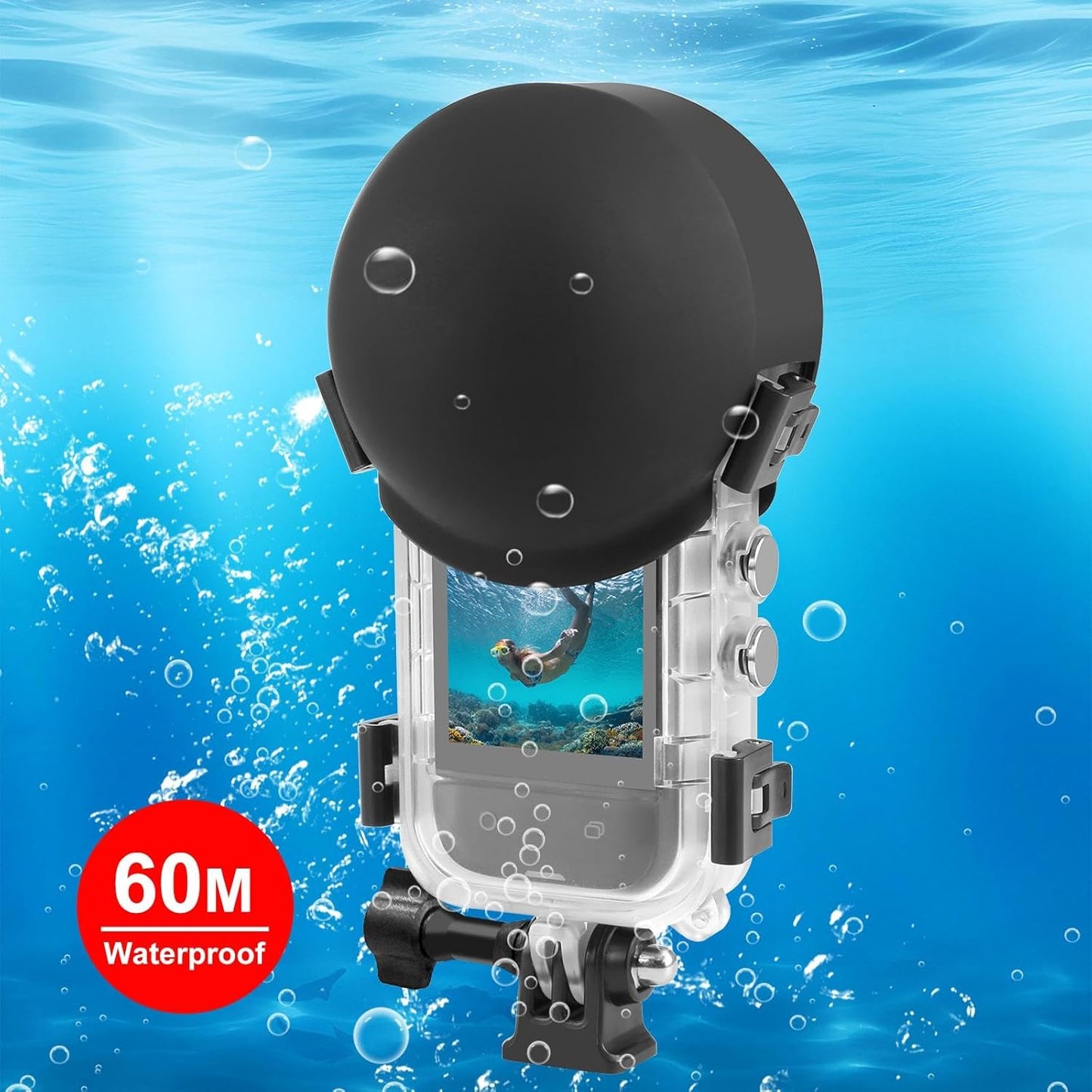 Invisible Dive Case for Insta360 X5, FotStdio Insta 360 X5 Waterproof Case 196ft Underwater Diving Housing Cover with Lens Guard Protective Sealed Shell Photography Housings Action Camera Accessories