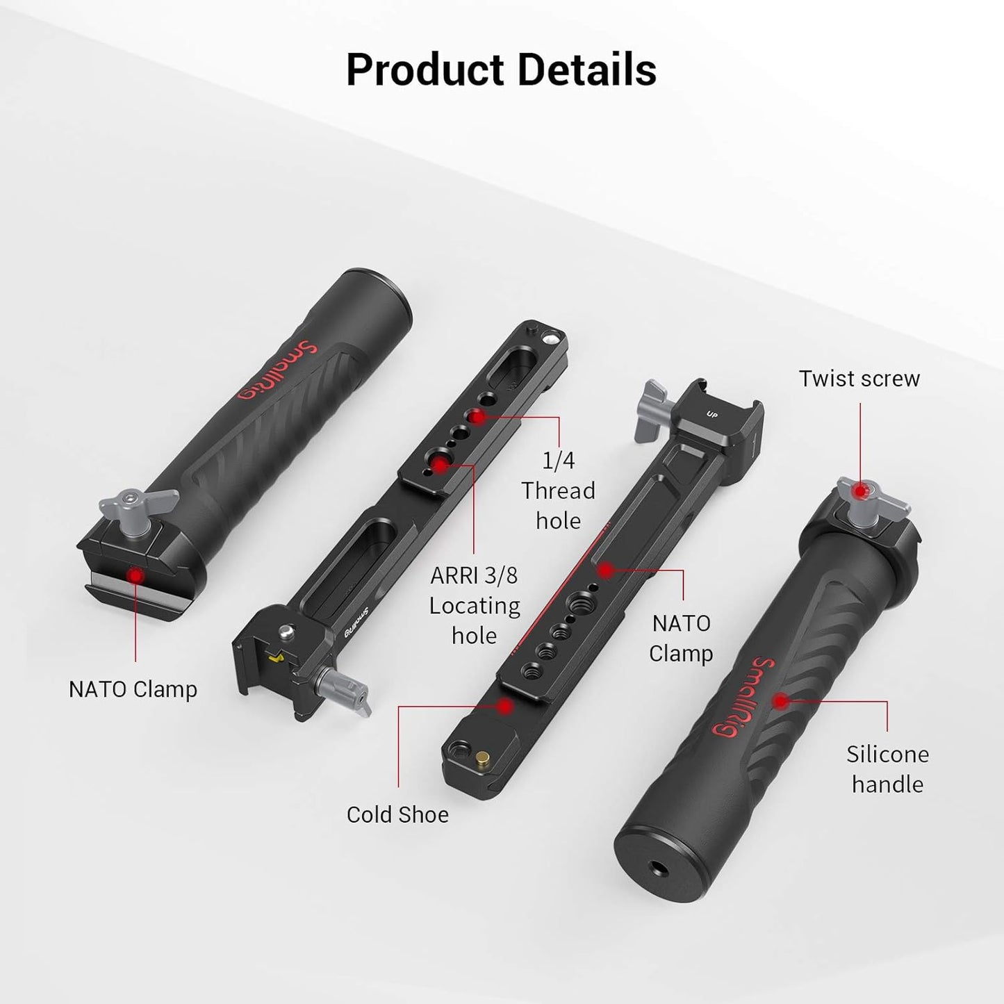 SMALLRIG Dual Handle Handgrip for DJI RS 4 /RS 4 Pro/RS 3 / RS 3 Pro/RS 2 / RSC 2 Gimbal, Gimbal Handle Grip with NATO Rails, Cold Shoe, 1/4"-20 & 3/8"-16 Threaded Holes