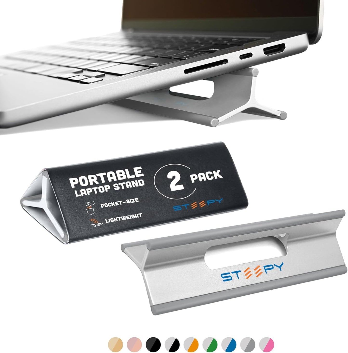 Steepy Adjustable Laptop Riser - 3 Heights Laptop Desk Stand - Portable, Adjustable Height