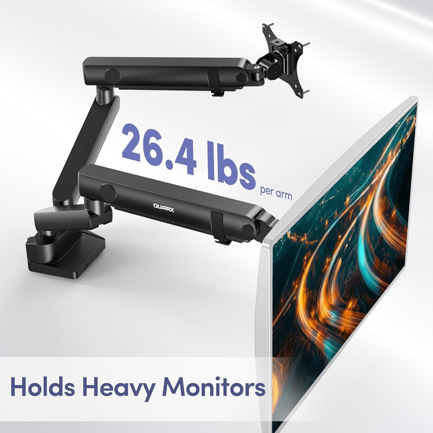Dual Monitor Mount for Desk, Heavy Duty Dual Monitor Stand for 17 to 35 inch Ultrawide Monitors Holds 4.4 to 26.4 lbs Screen, Height Adjustable Monitor Arm for Gaming, Home, Office, VESA Mount, Black