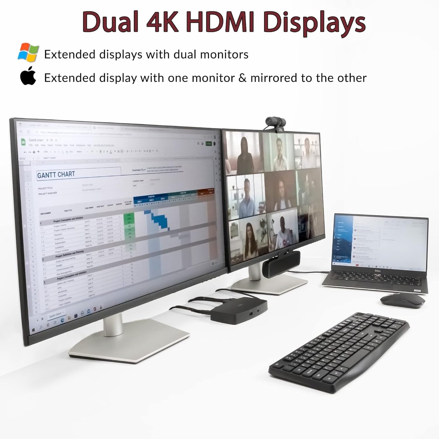 Cyber Acoustics Laptop Docking Station (DS-1000) – USB-C with Dual 4K HDMI Displays, Six USB Ports, Ethernet Port, Power for Laptop, TAA Compliant